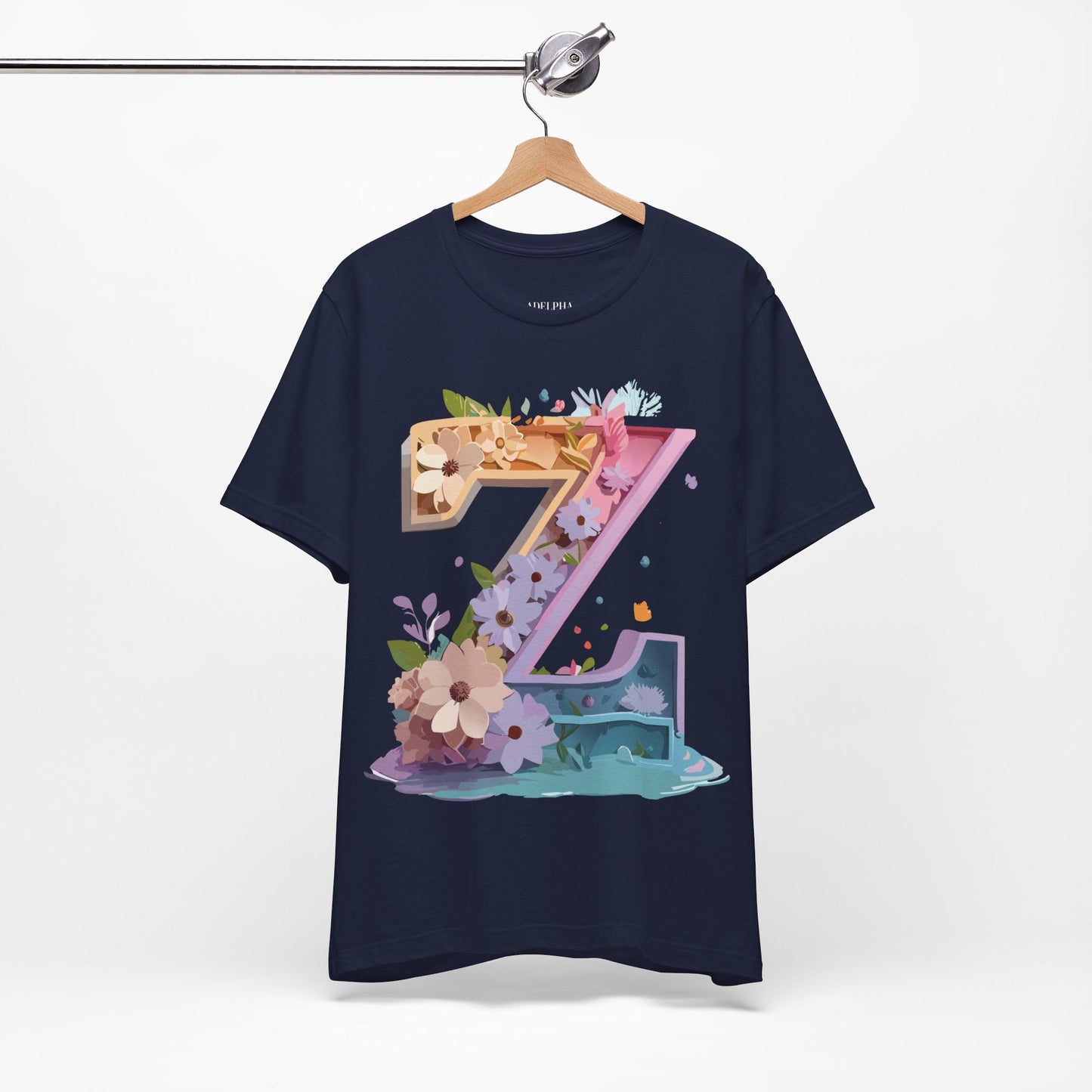 Letter Z Shirt Unisex Graphic Tee Adelpha Vintage Inspired Artwork Short Sleeve Jersey
