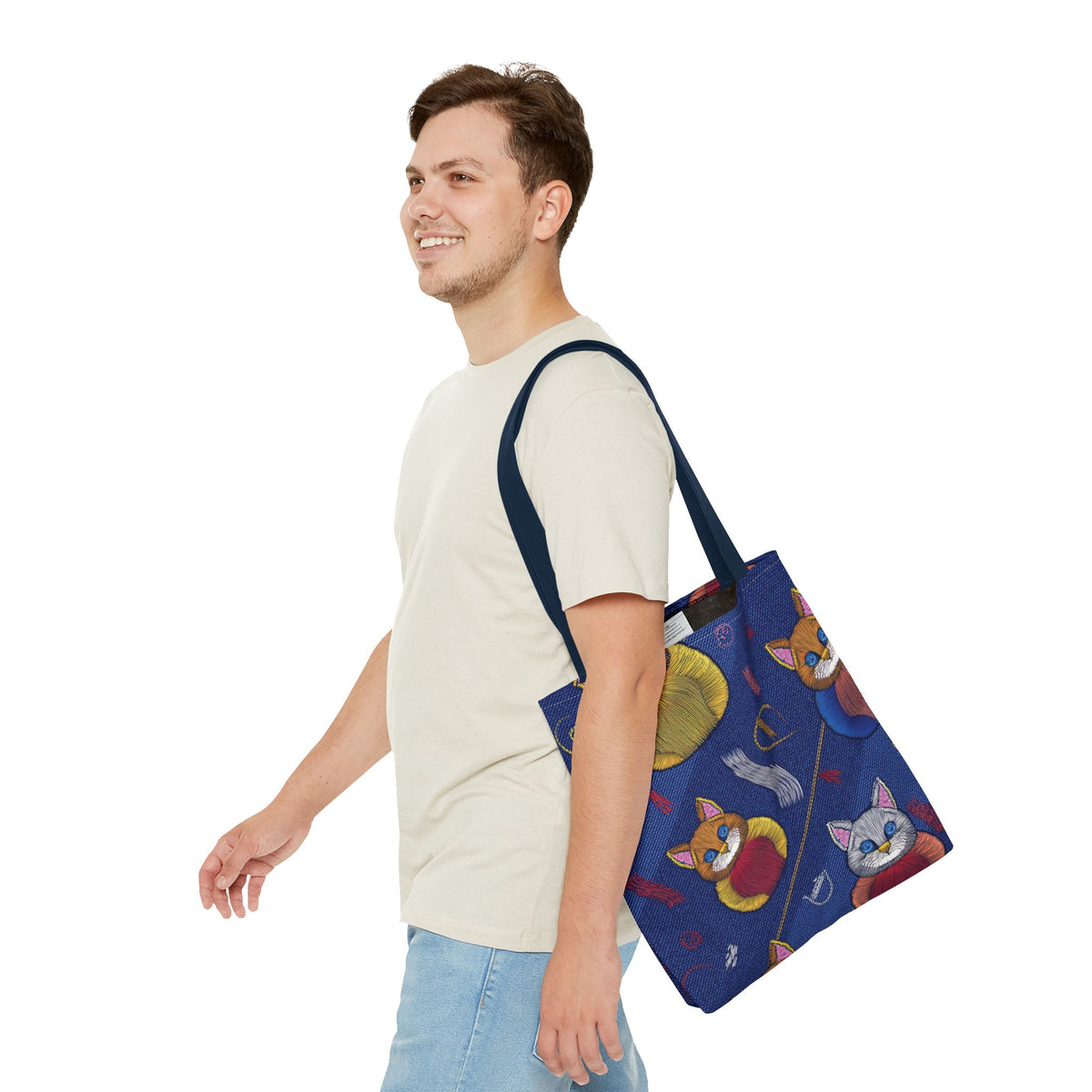 Denim Fabric Imitation Print Unisex Canvas Bag Poly Spun 3 Sizes Tote Bag 190-7