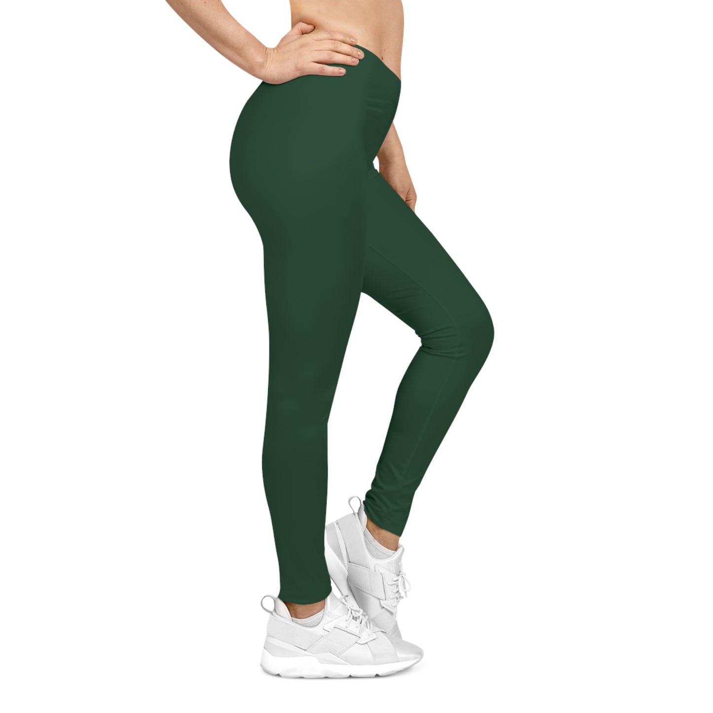Deep Forest Green Color Women's Poly-Span Casual Leggings XS-2XL