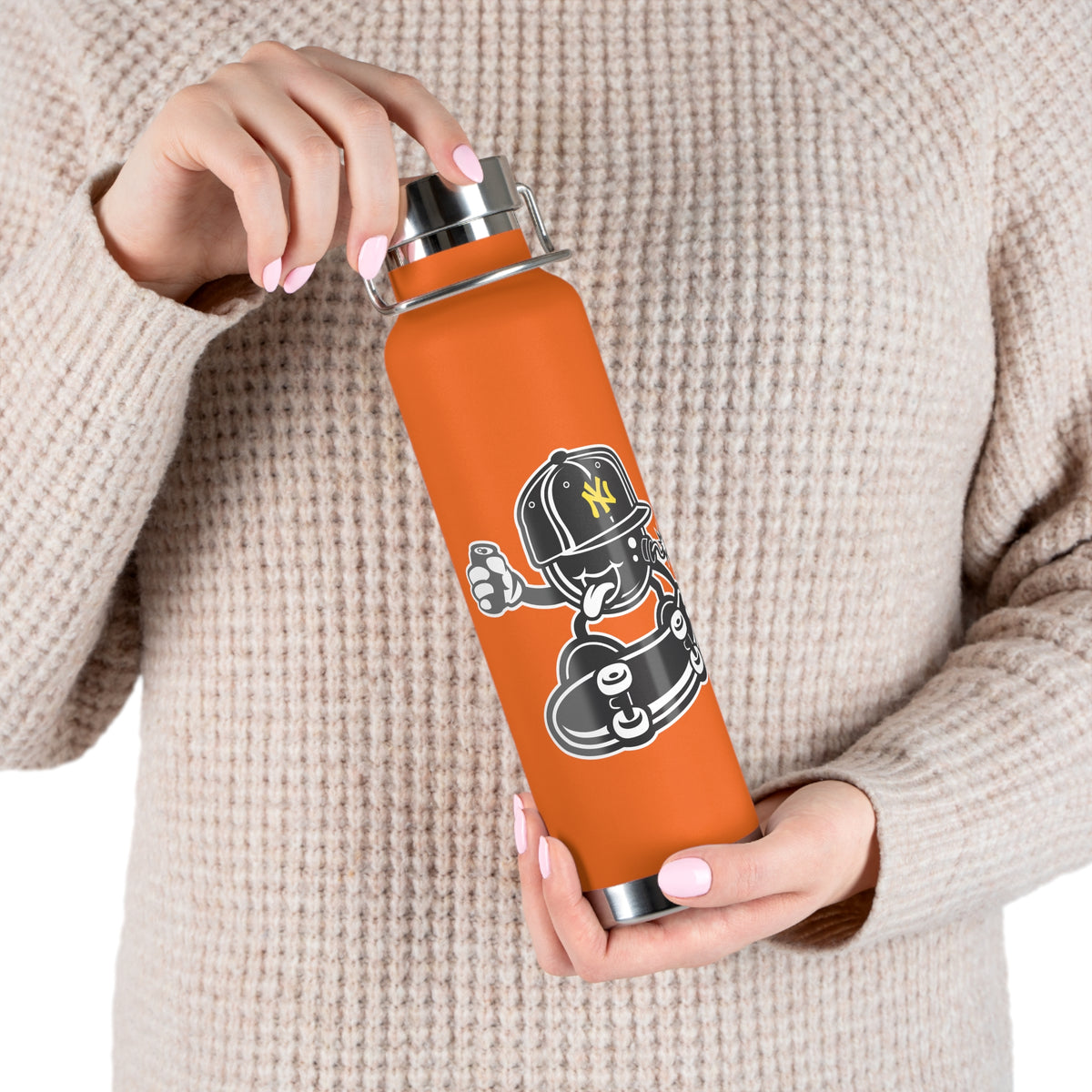 22oz Copper Insulated Water Bottle with Cartoon Design - CV51