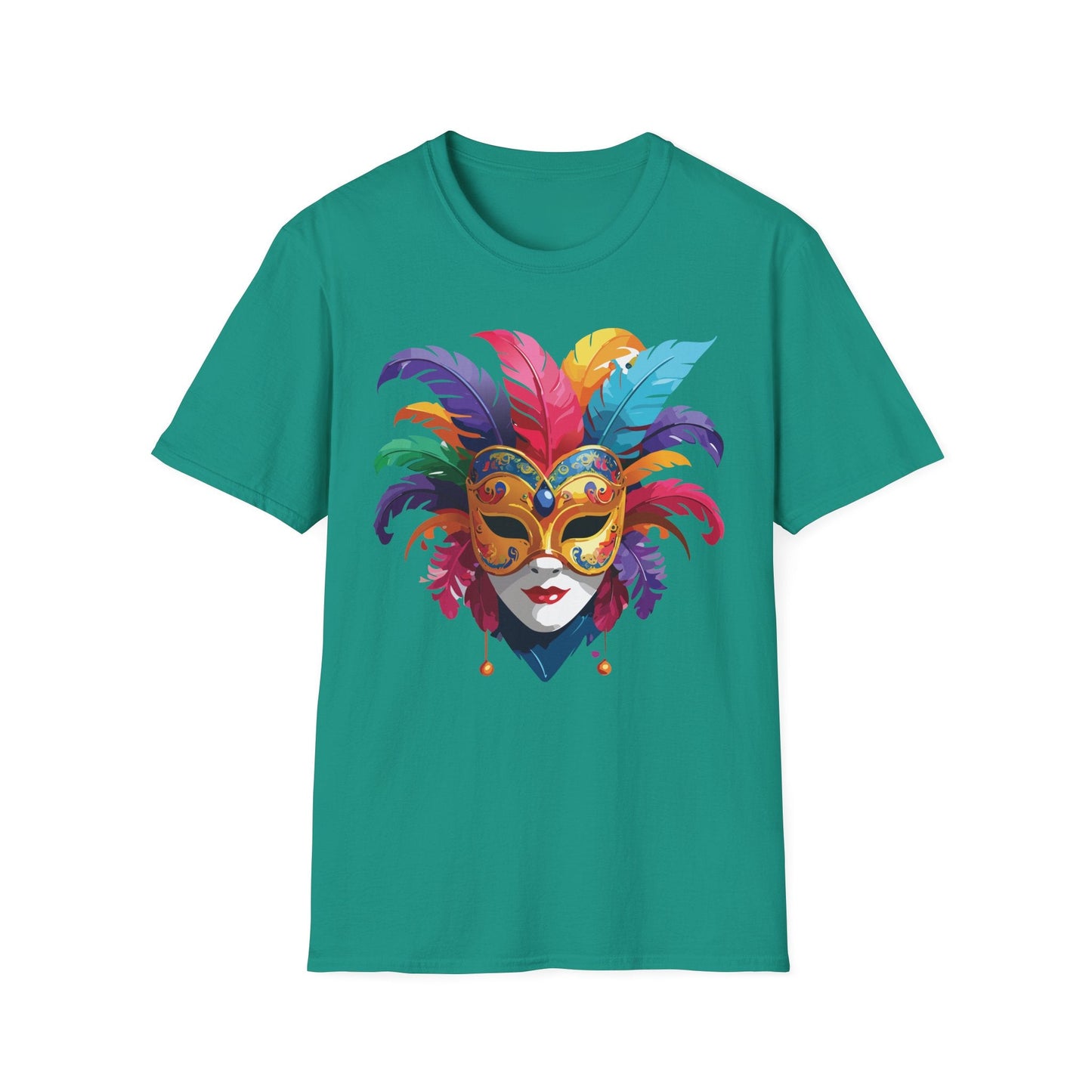 Unisex Mask Tee Shirt Gildan Softstyle 64000 Lightweight Comfortable Masquerade Design Tee
