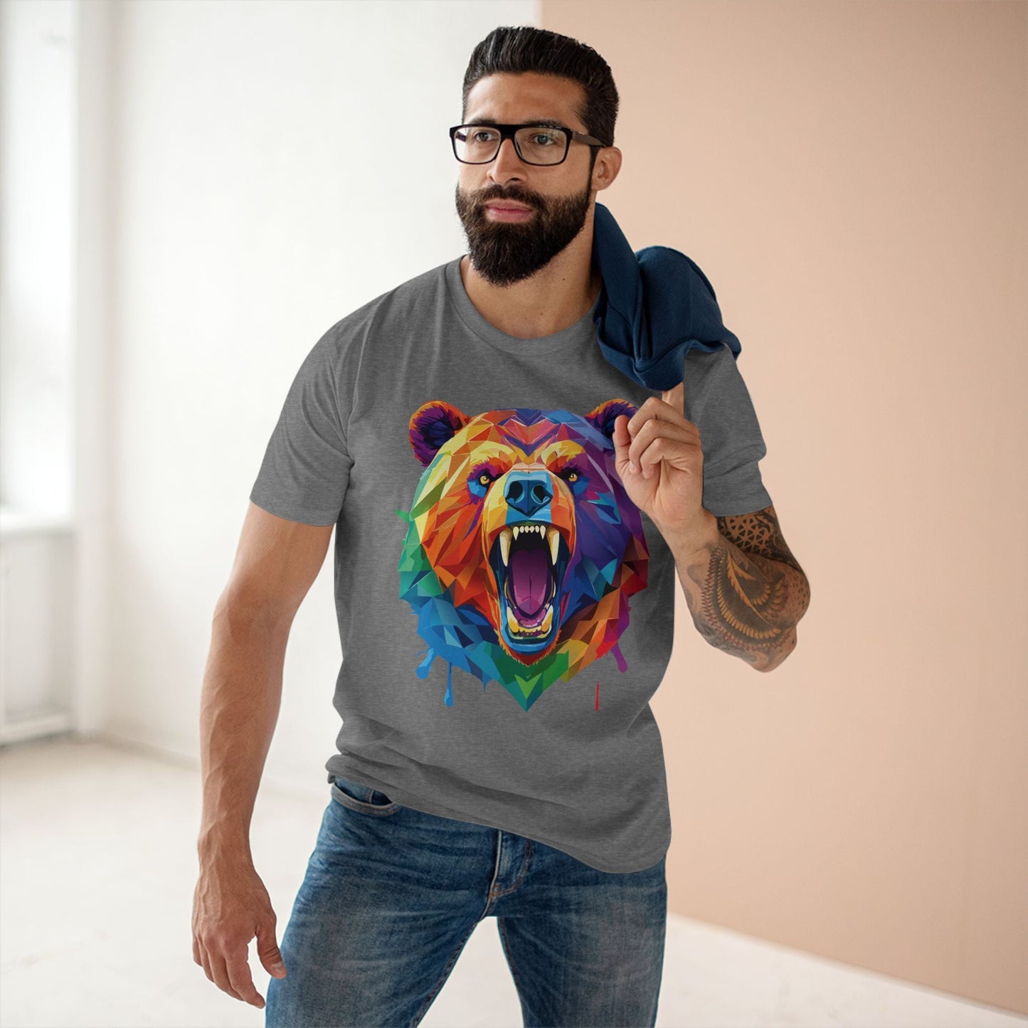 Bear Graphic Unisex 100 Cotton Staple Tee with Animal Design Artwork 20