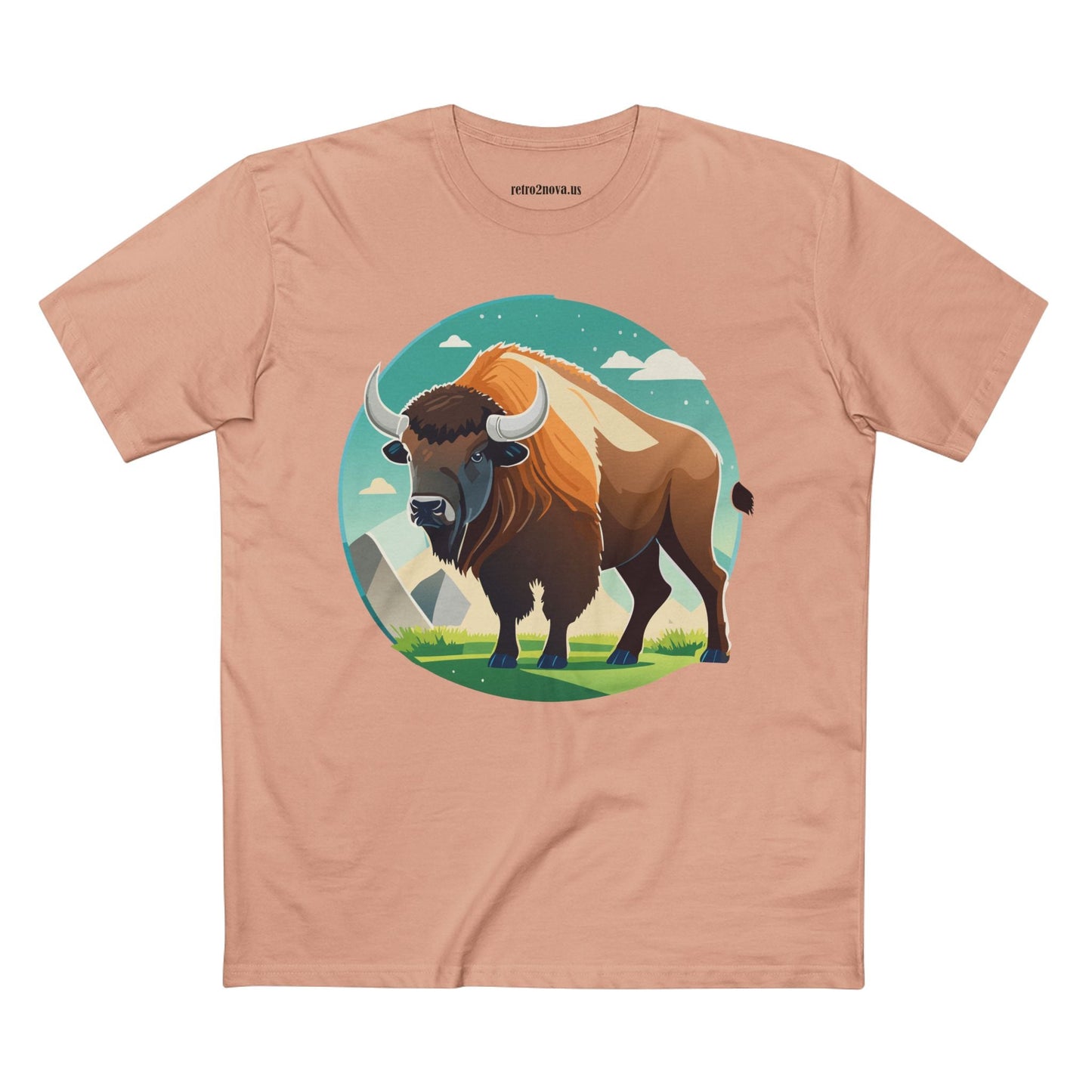 Bison Shirt Unisex Premium Cotton Tee With Original Art Design From Retro2Nova Animals Collection Exclusive Art Series