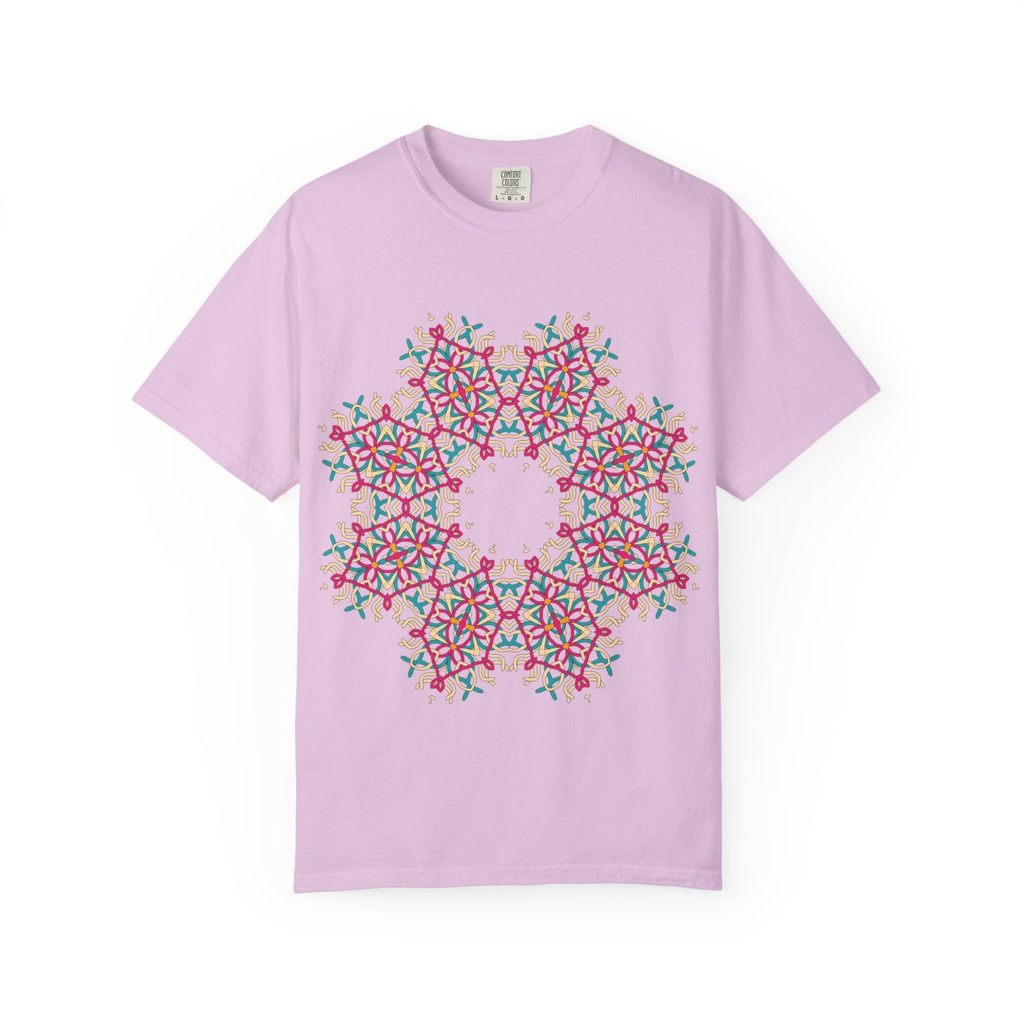 Unisex Garment Dyed Cotton T-Shirt with Mandala Graphic Design