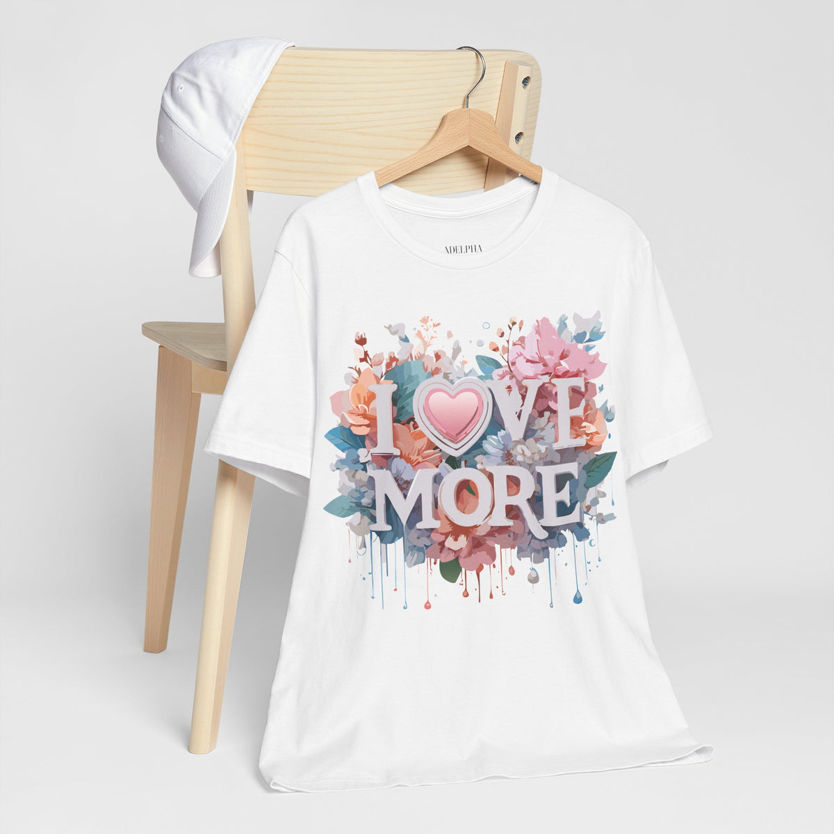 Valentine's Day Graphic Unisex Cotton Bella+Canvas Tee with Floral Art Design d139