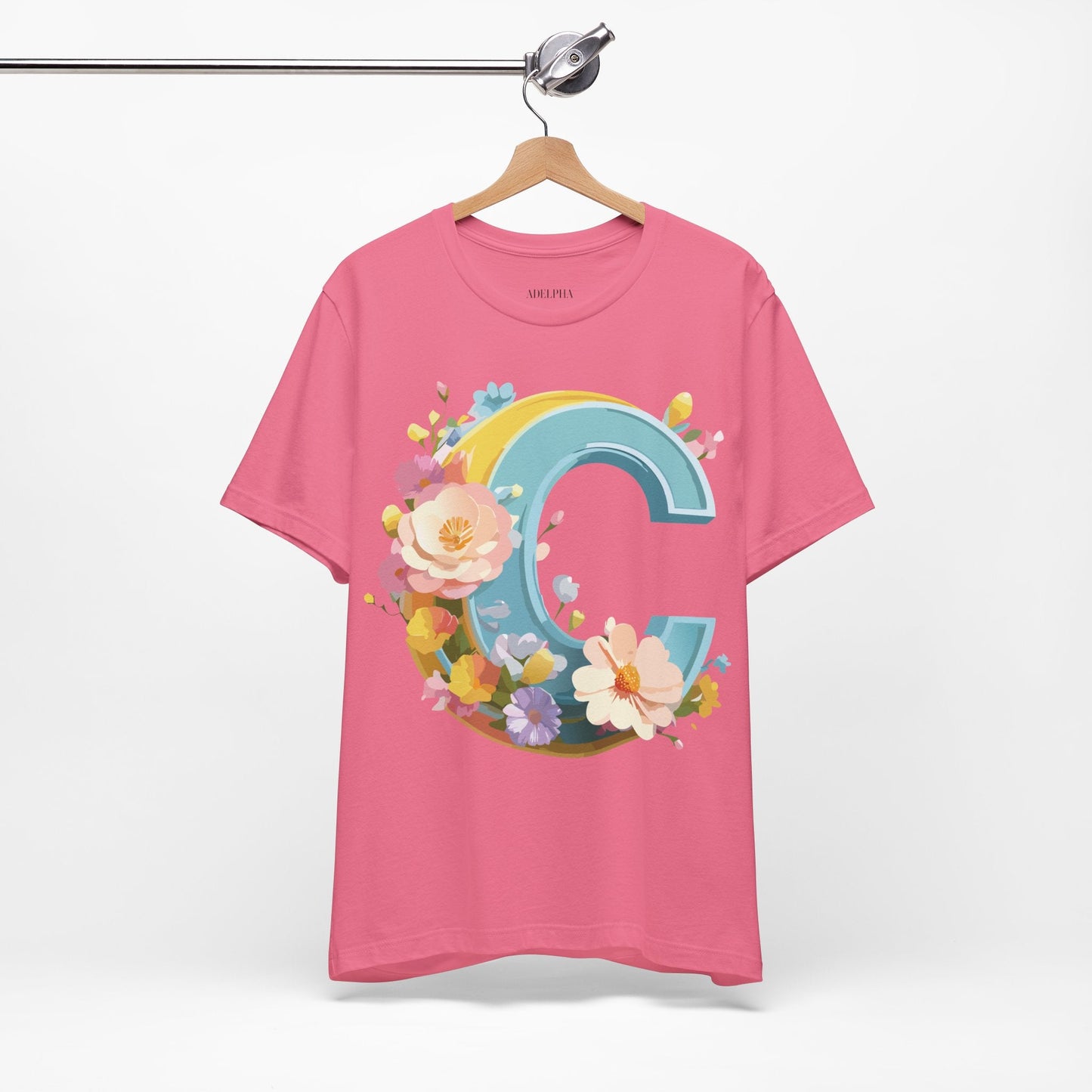 Letter C Shirt Graphic Tee Unisex Vintage Art Design Tee Adelpha Premium Short Sleeve