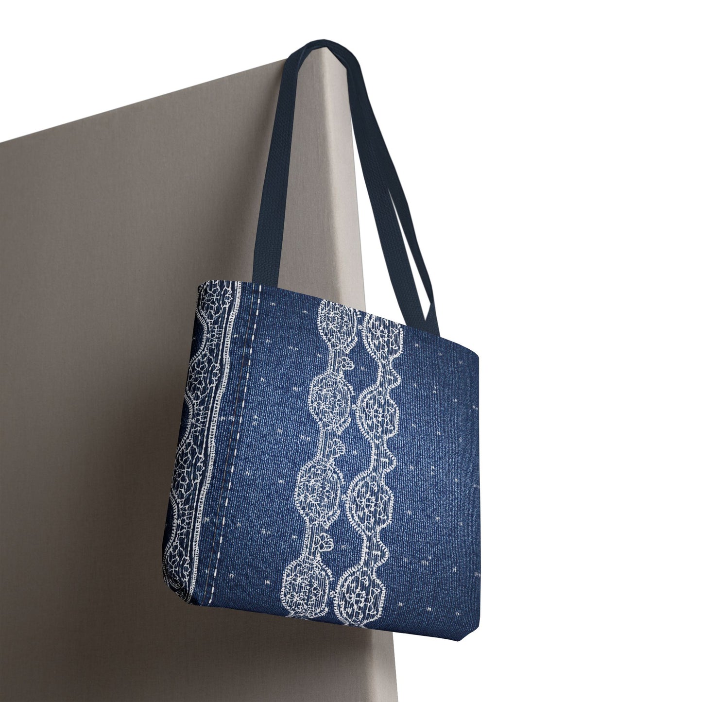 Denim Fabric Imitation Print Unisex Canvas Bag Poly Spun 3 Sizes Tote Bag 106