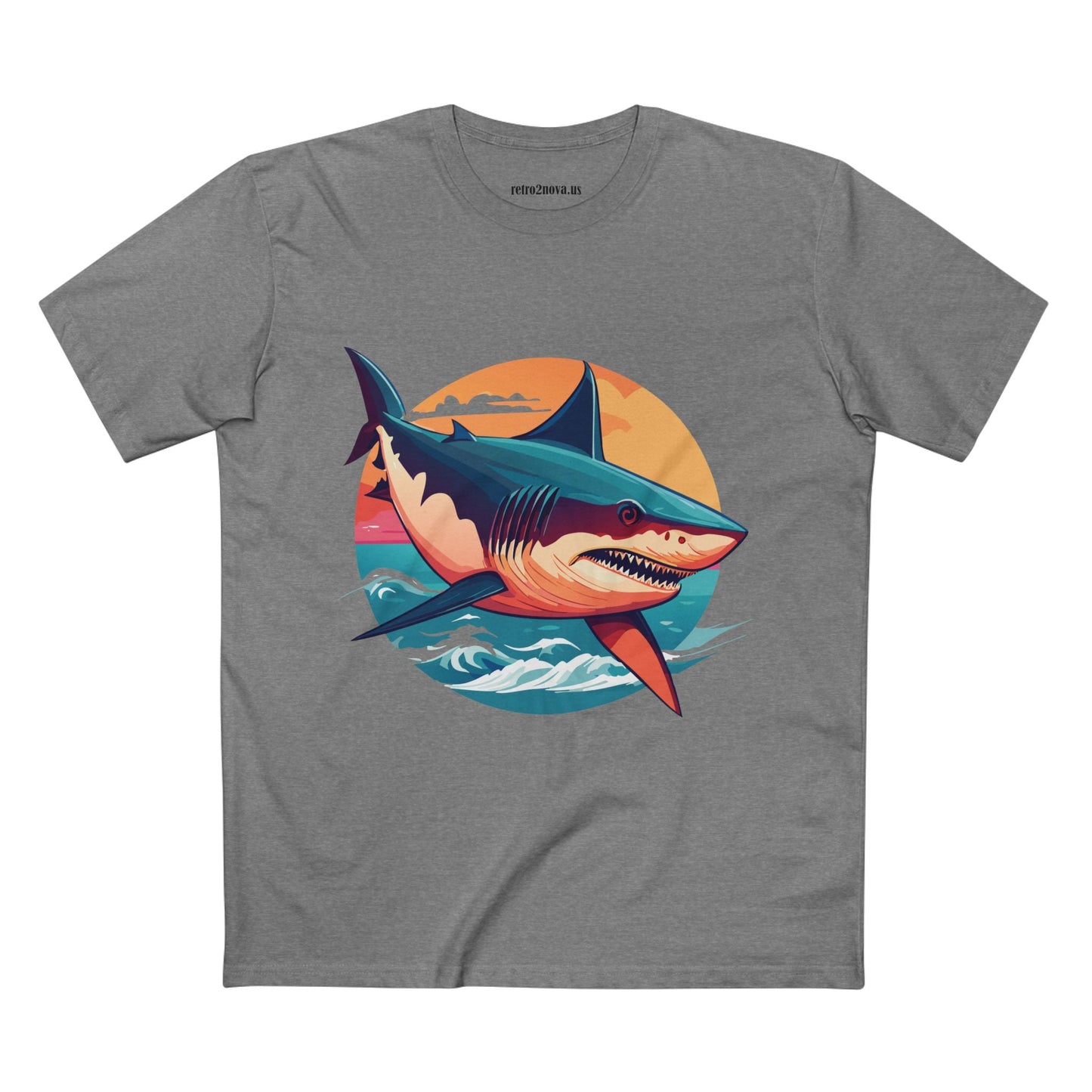 Shark Animal Shirt Unisex Premium Cotton Tee With Original Art Design by Retro2Nova Art Collection Series