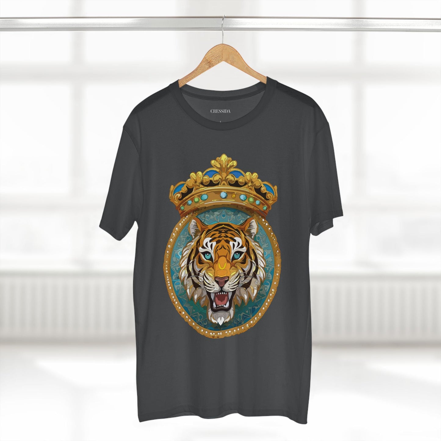 Tiger Graphic Unisex 100 Cotton Tee With Unique Animal Golden Medallion Art Design 3