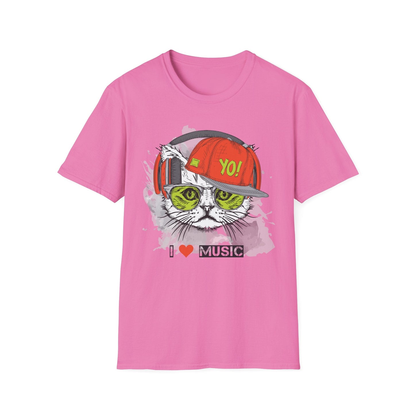 I Love Music Animals Shirt With Headphones Unisex Softstyle Tee Gildan 64000 Cotton Comfort