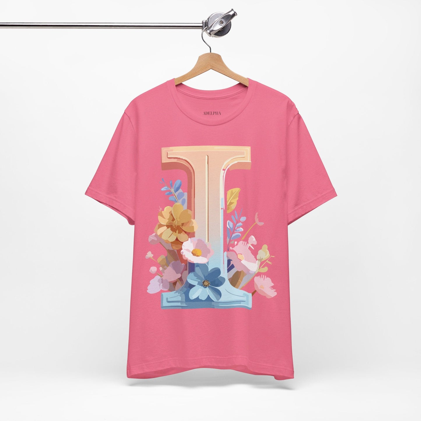 Vintage Inspired Letter I Shirt Unisex Graphic Tee Short Sleeve by Adelpha Premium