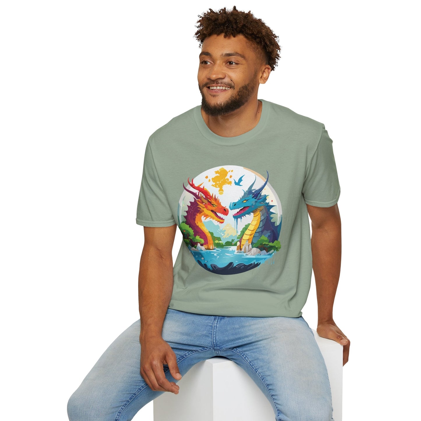 Dragon T Shirt Unisex Gildan Softstyle 64000 100 Percent Cotton Animal Print Tee Artwork