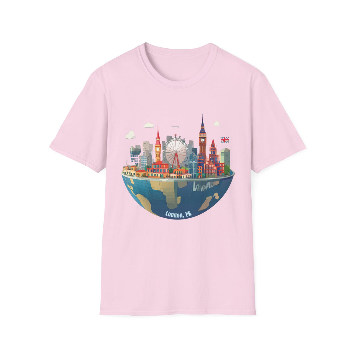 London Skyline Illustration T-Shirt | Big Ben, London Eye, Union Jack