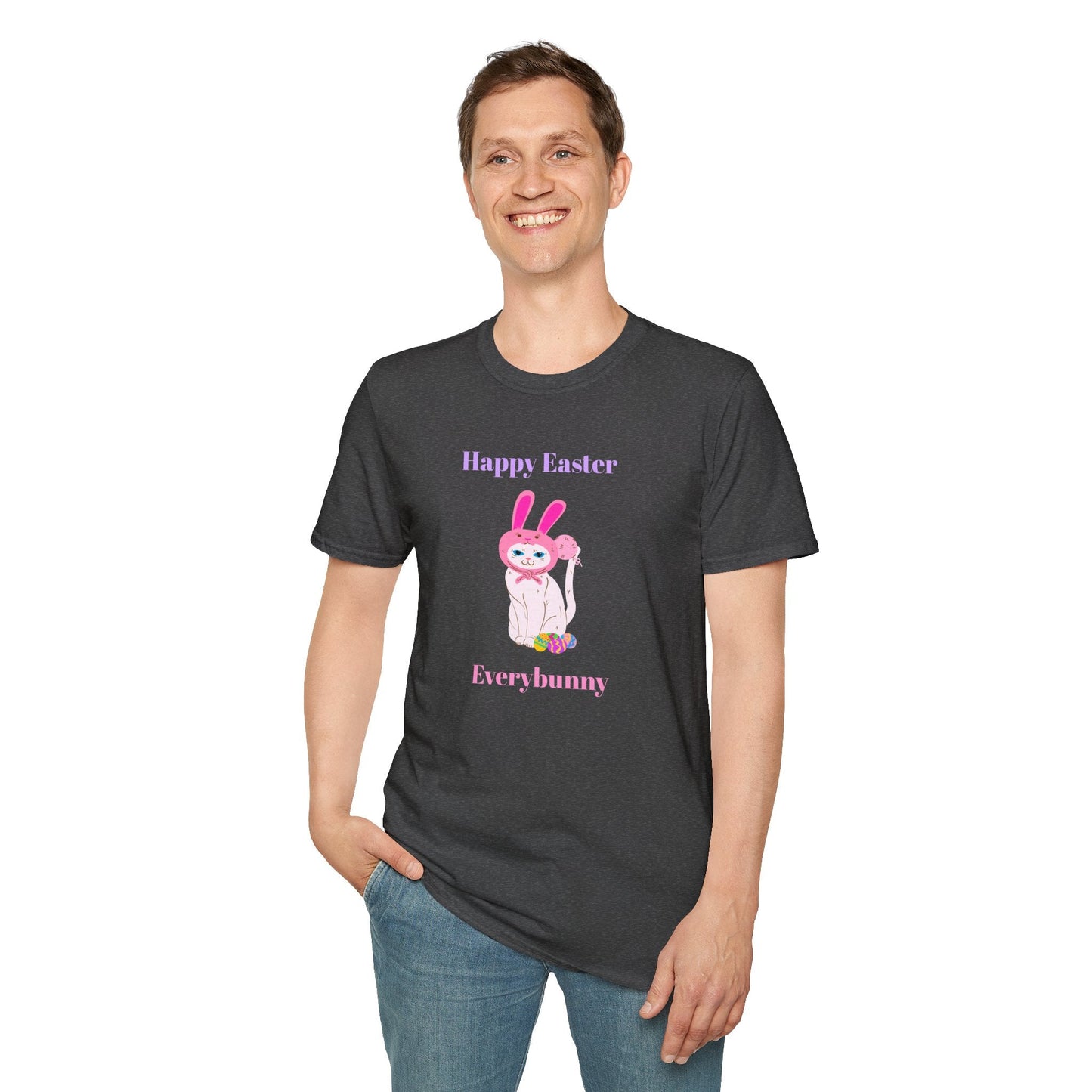Unisex Easter Bunny T Shirt Softstyle 64000 Tee With Easter Design Print Gildan 100 Percent Ring Spun Cotton