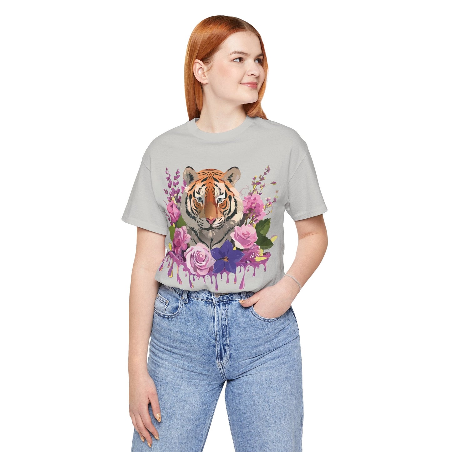 Tiger Graphic Tee Unisex Short Sleeve Vintage Inspired Art Design By Adelpha Premium