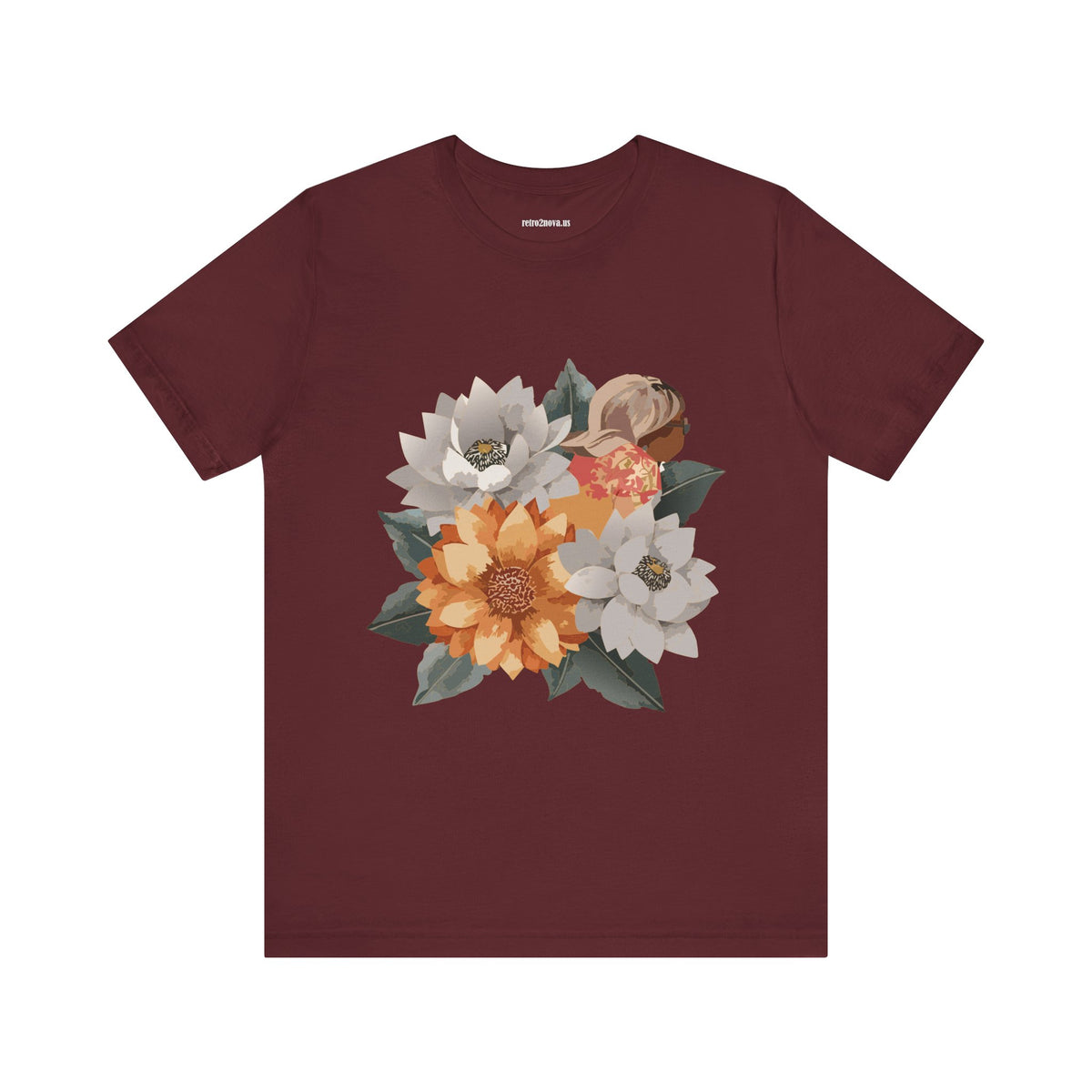 Floral Graphic Unisex Cotton Bella+Canvas Tee with Flowers Design ab102