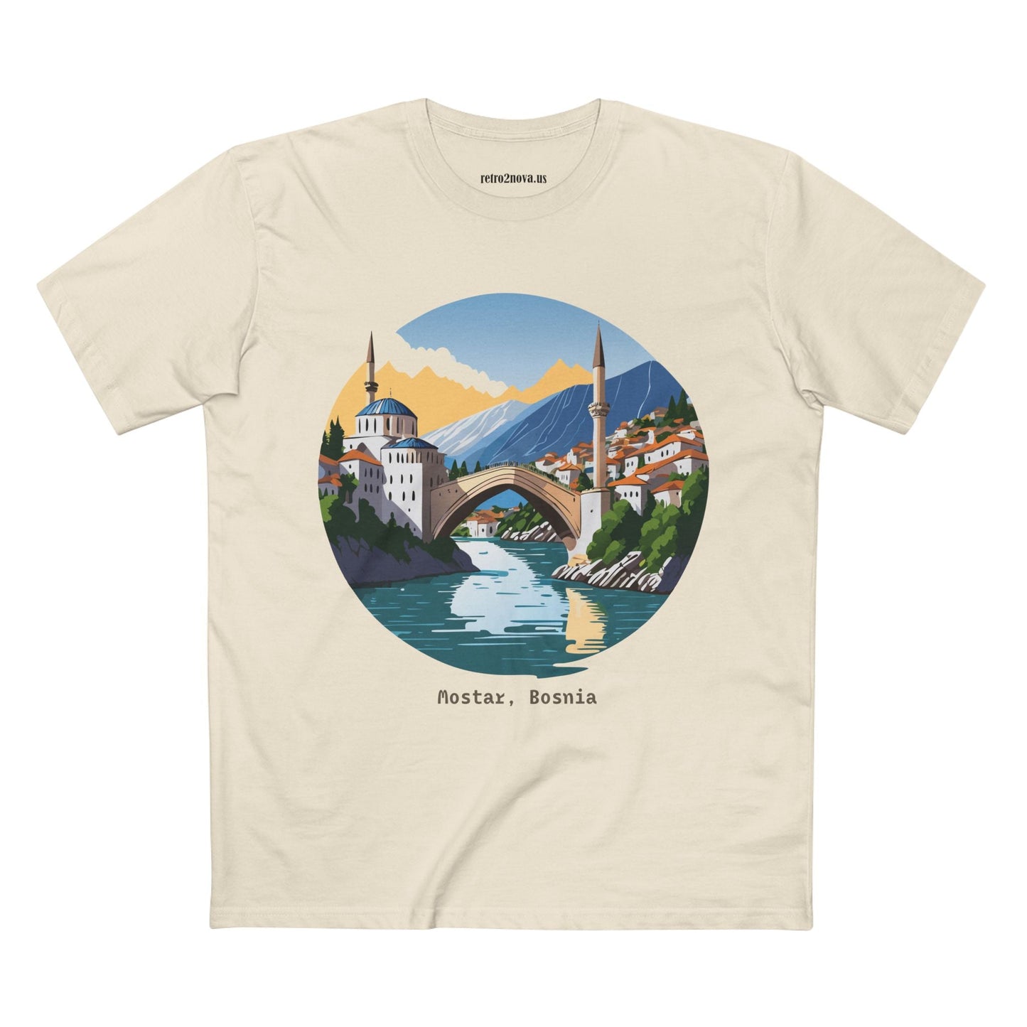 Bosnia Travel Shirt Unisex Premium Cotton Tee With Original Art Design Retro2Nova TT 48