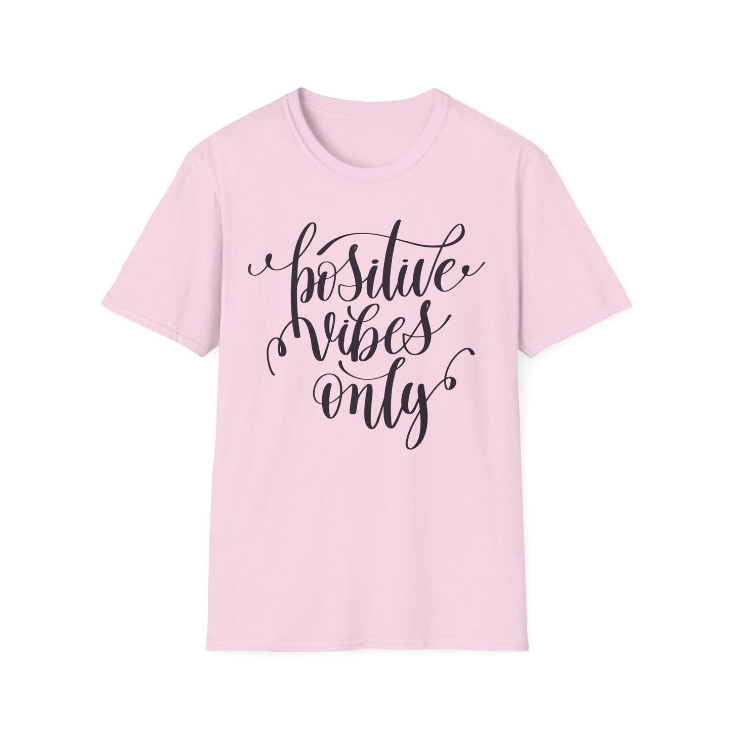 Positive Vibes Only T-Shirt Unisex Cotton Short Sleeves Handlettered Inspirational Tee