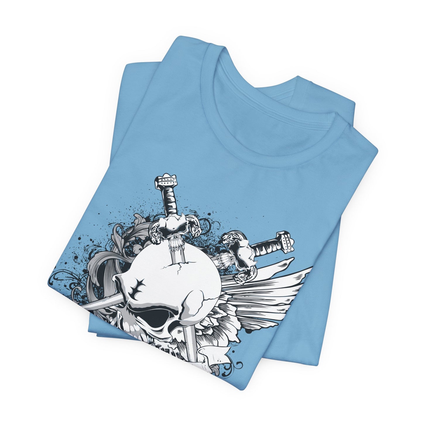 Dagger Skull Graphic Design Tee, Skull Shirt, Vintage Tees, Art Design T-Shirt, Vintage Graphic Tee, Art Shirts with Skulls