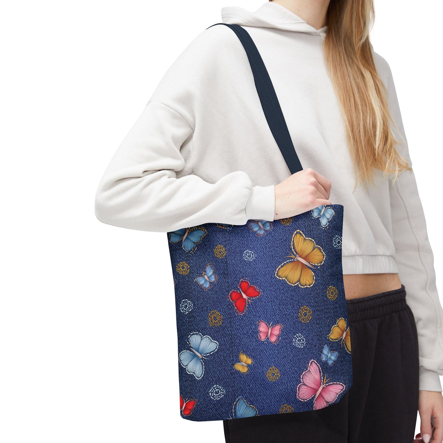 Denim Fabric Imitation Print Unisex Canvas Bag Poly Spun 3 Sizes Tote Bag 169