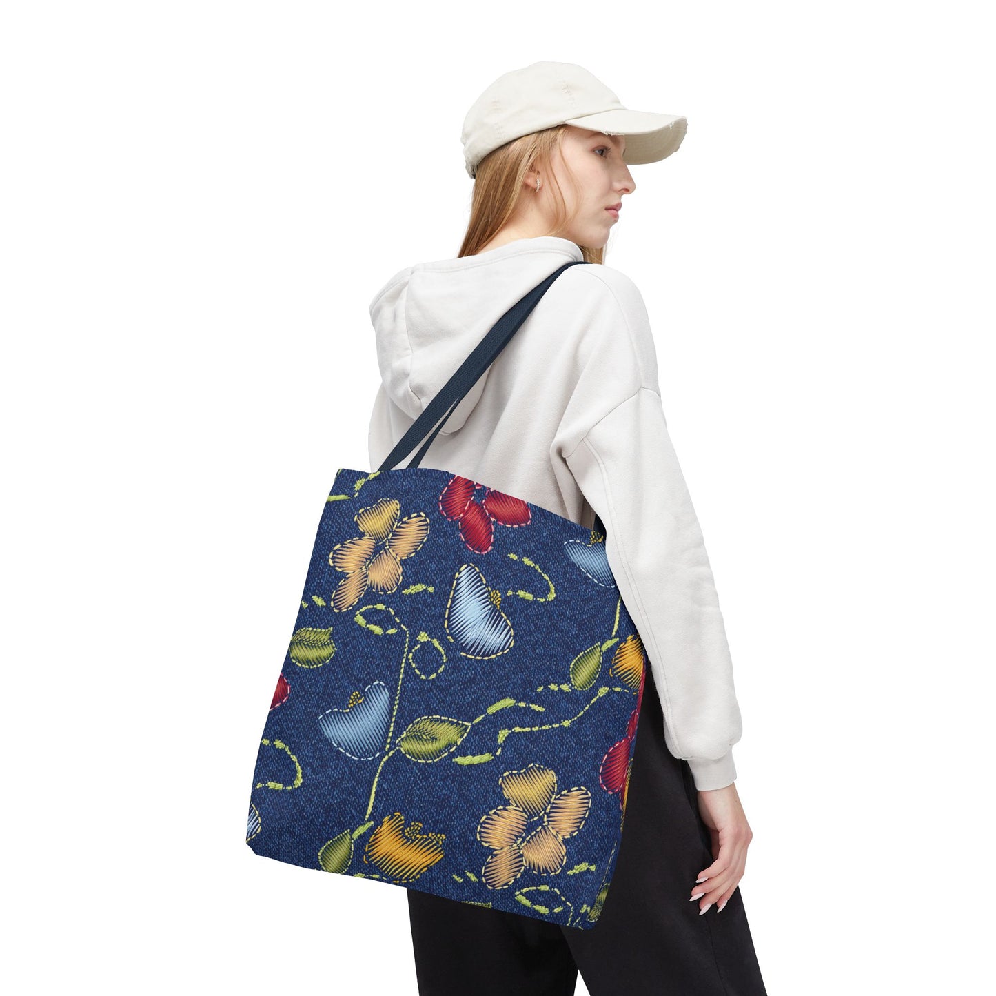 Denim Fabric Imitation Print Unisex Canvas Bag Poly Spun 3 Sizes Tote Bag 128