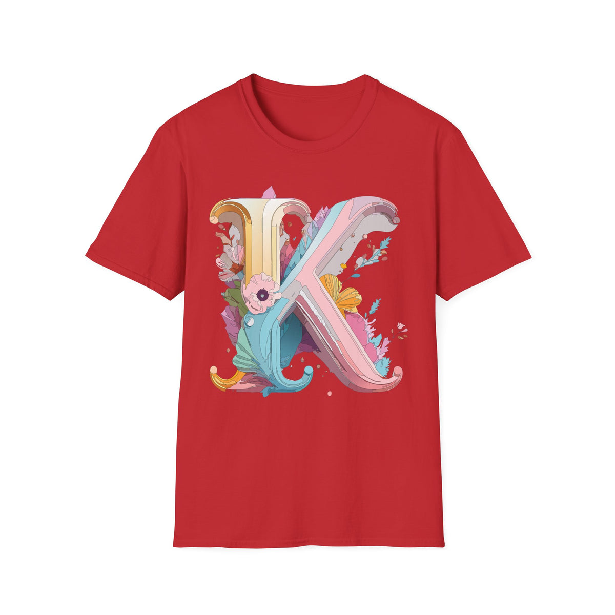 Floral Letter K T-Shirt | Botanical Monogram Tee