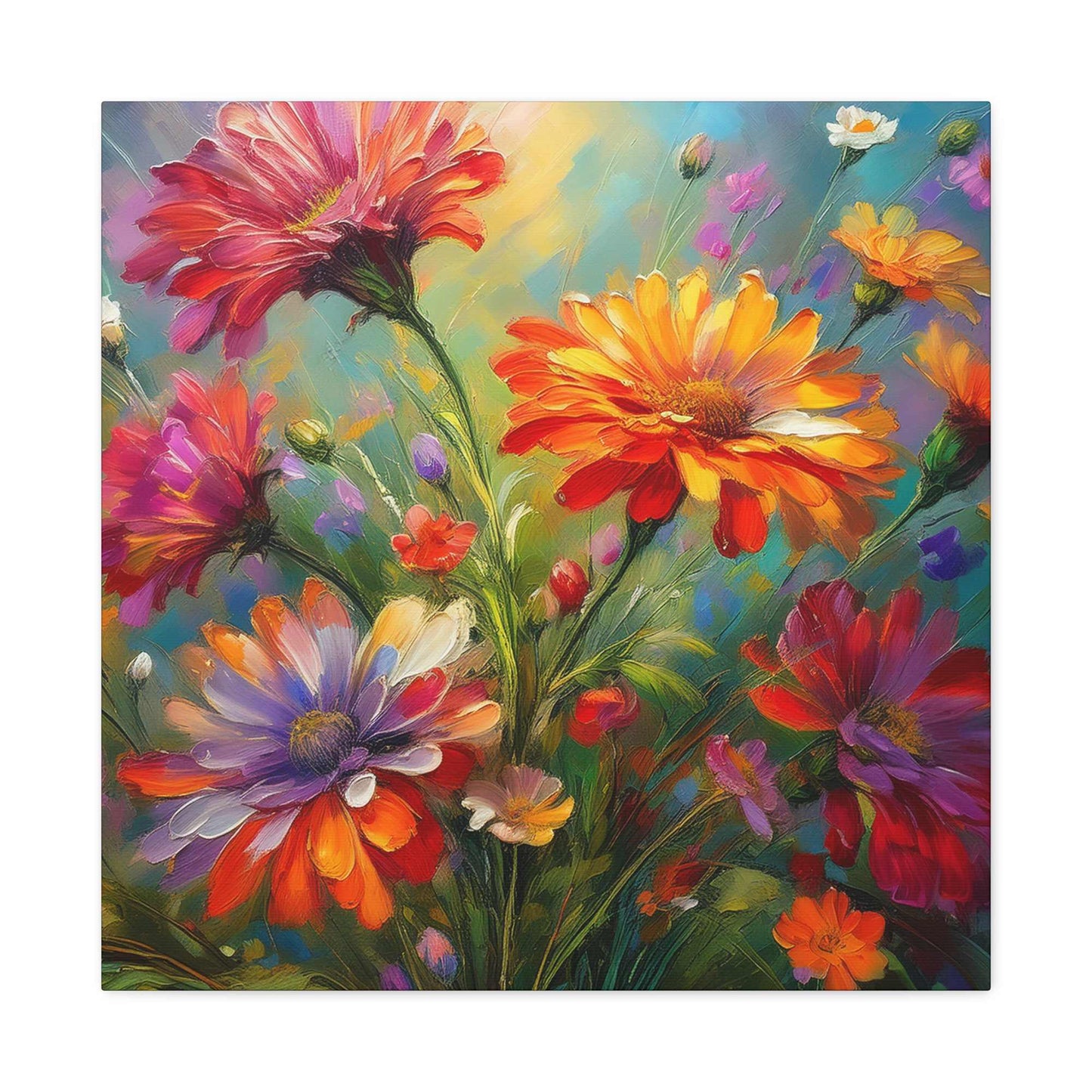 Flowers Print Canvas, Floral Oil Paint Print 20x20, 24x24, 30x30, 32x32, 36x36, Floral Art Design Print Non-Frame MC-13