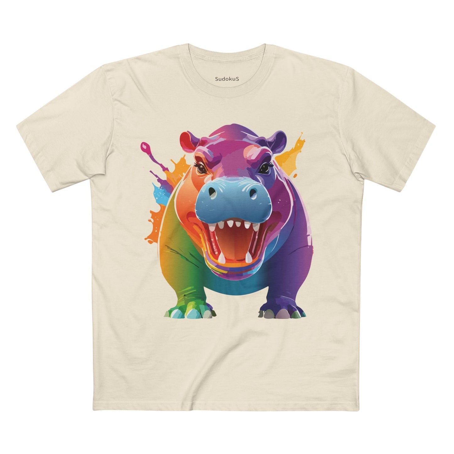 Hippo Graphic Unisex 100 Cotton Staple Tee with Animal Design Artwork 6