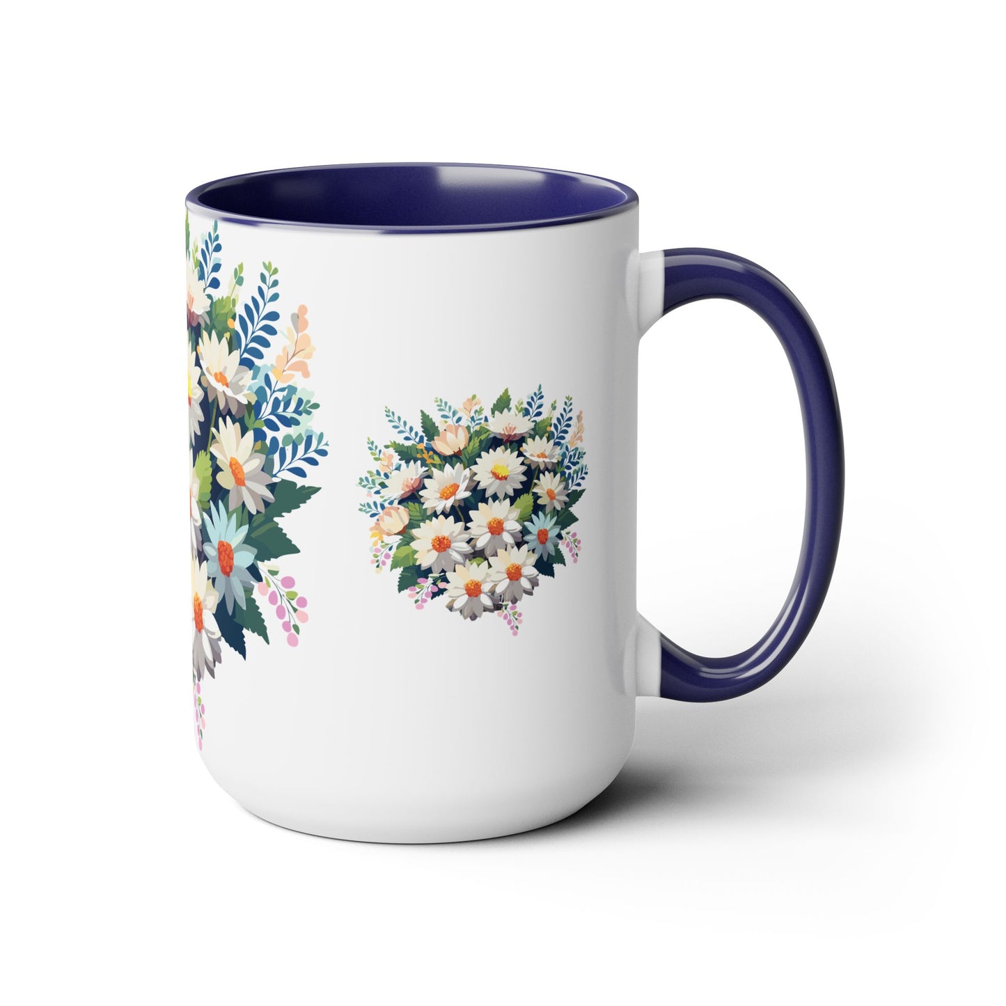 Taza de café de dos tonos con flores