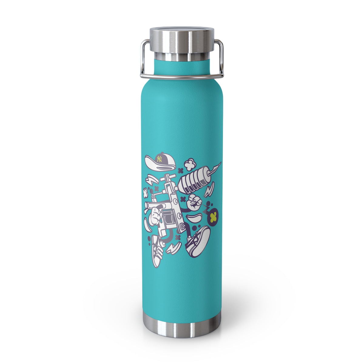22oz Copper Insulated Water Bottle with Cartoon Design - CV36