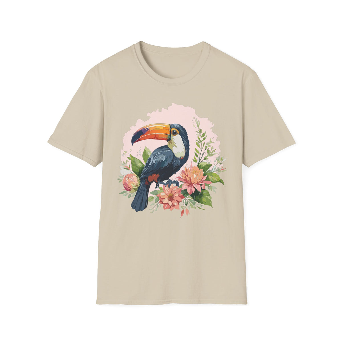 Tropical Toucan Illustration T-Shirt | Floral Bird Graphic