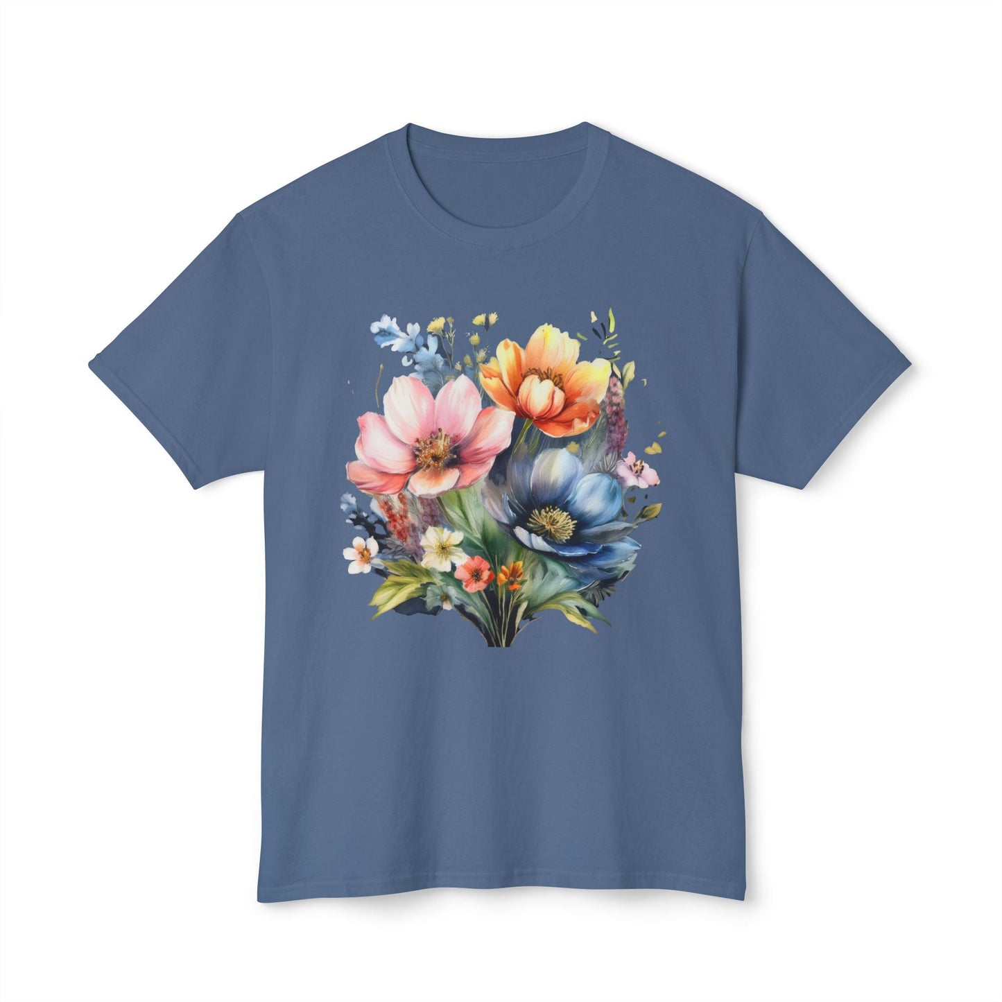 Floral T Shirt With Full Color Art Print Unisex HD Cotton Designed And Printed In USA