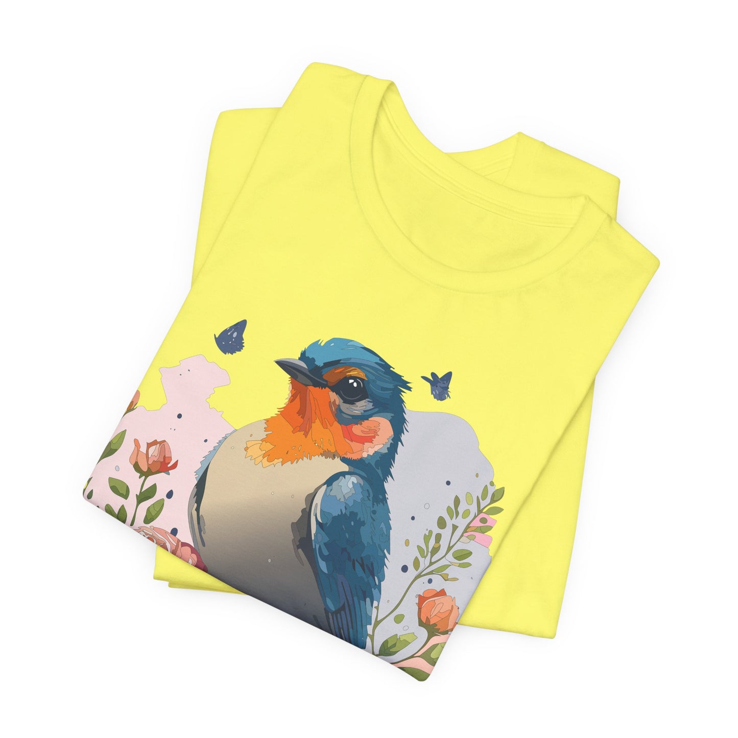 Floral Bird Tee, Animal Shirt, Bird Shirt, Floral Tee, Flower T-shirt, T-Shirt with Animal