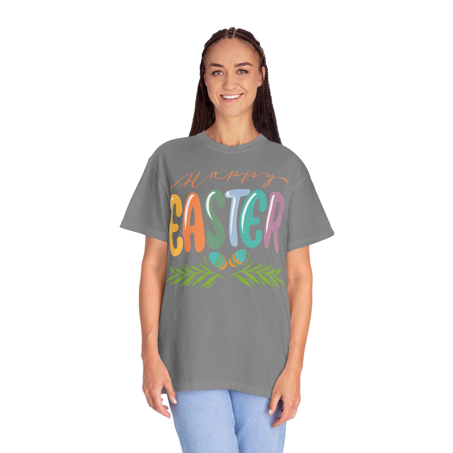 Happy Easter T-Shirt, Tee Shirt with Easter Signature, T Shirt with Easter Prints, Tee Shirt with Easter Design