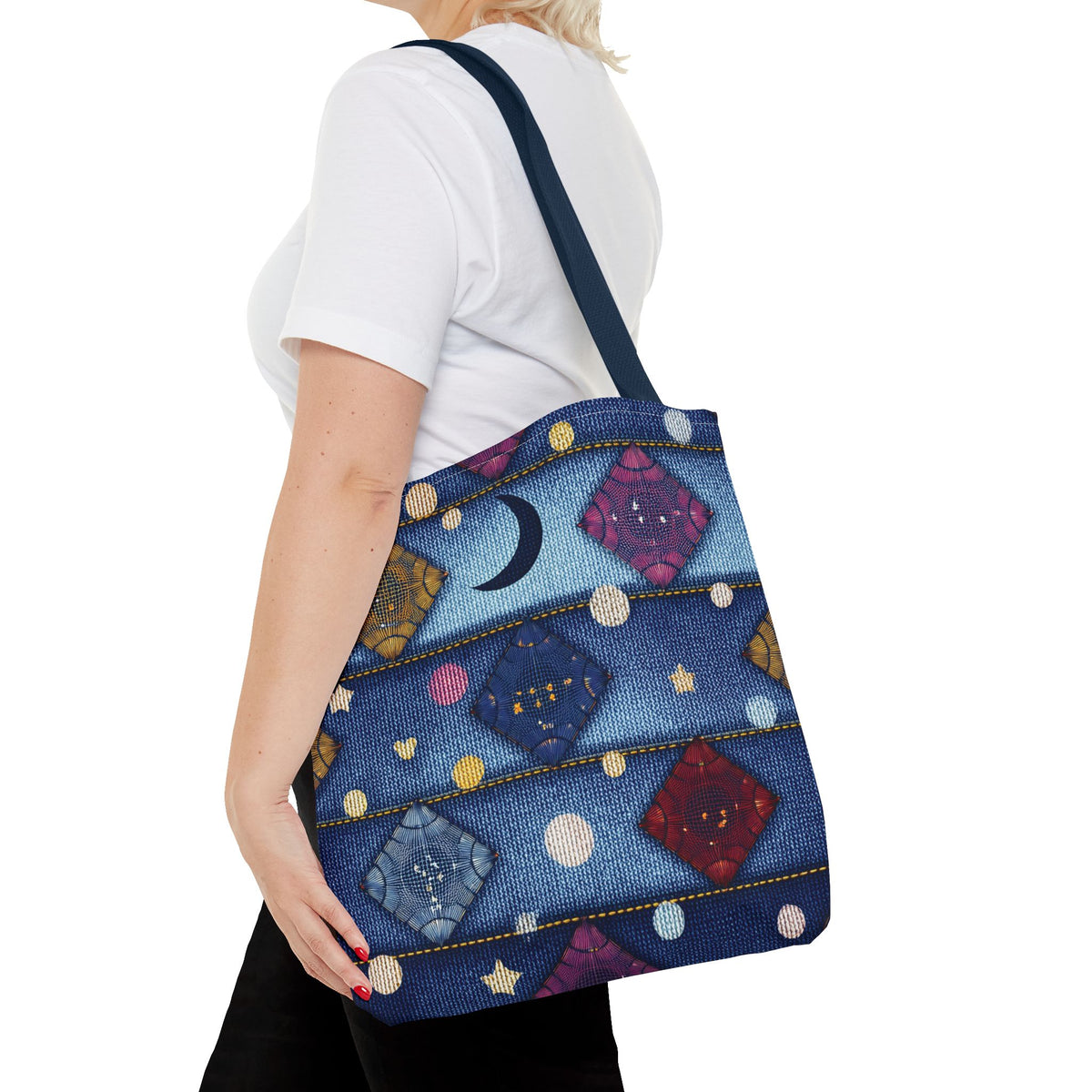 Denim Fabric Imitation Print Unisex Canvas Bag Poly Spun 3 Sizes Tote Bag 183