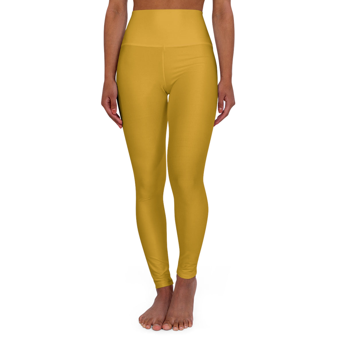 Goldenrod Yellow Color High-Waist Yoga Leggings Women's Seamless Poly-Span Stretchy Pants XS-2XL
