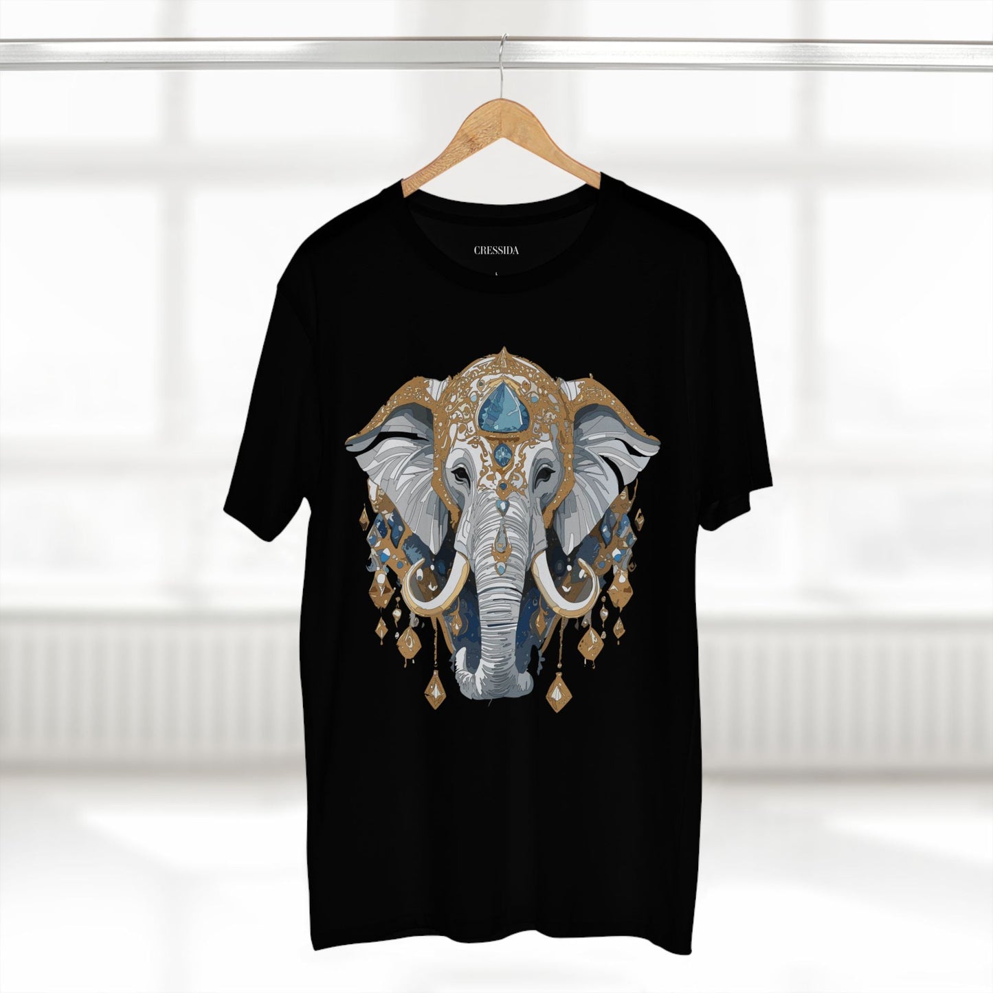 Elephant Graphic Unisex 100 Cotton Tee With Unique Animal Golden Medallion Art Design 40