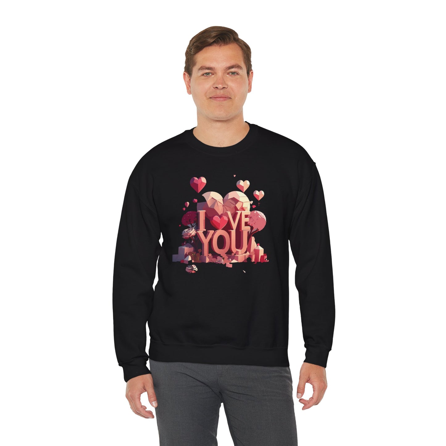 Unisex Big Heart Love Sweatshirt, Love Heart Sweatshirt, Floral Love Sweatshirt, 50/50 Cotton-Poly Valentine's Day Sweatshirt 10