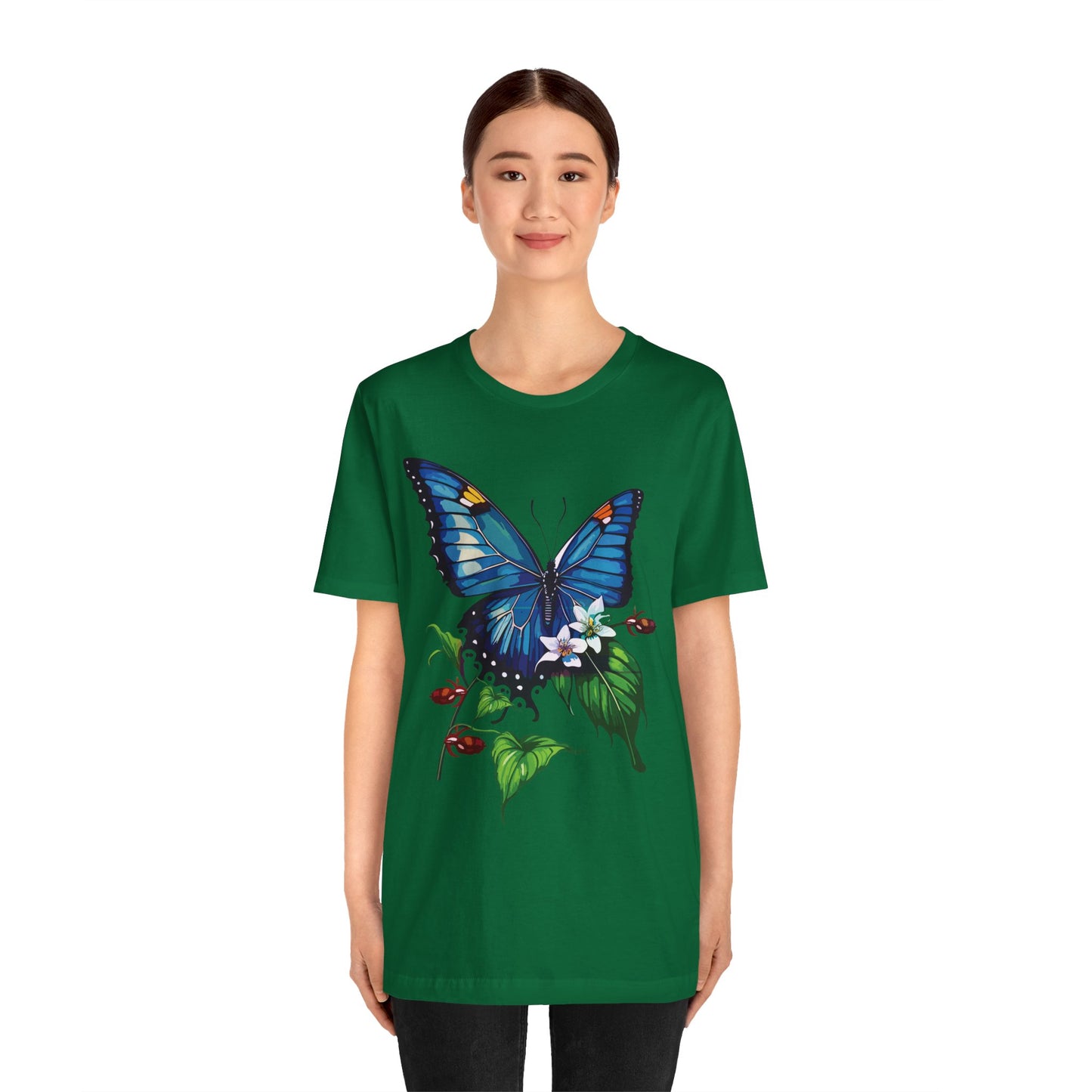 Cotton Tee Shirt with Butterfly Prints