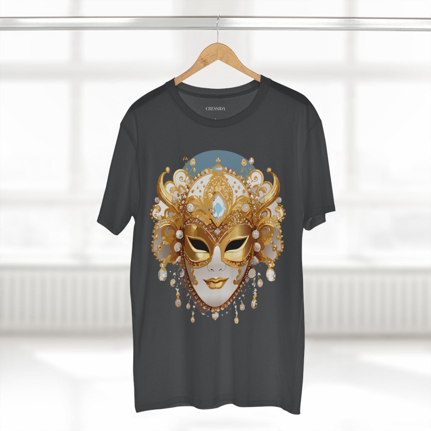 Carnival Mask Graphic T-Shirt Unisex 100 Cotton With Antique Gold Art Design Tee 17