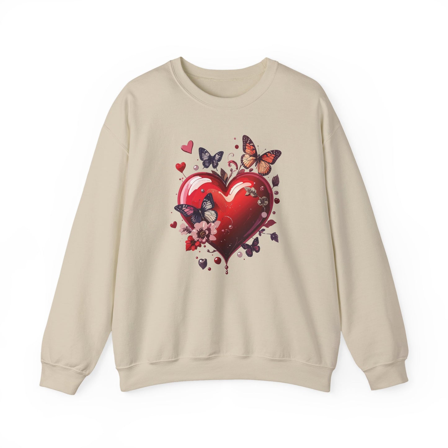 Big Red Heart Sweatshirt, Floral Red Heart Sweatshirt, Floral Love Sweatshirt, Valentine's Day Sweatshirt, Heart Floral Sweatshirt 105