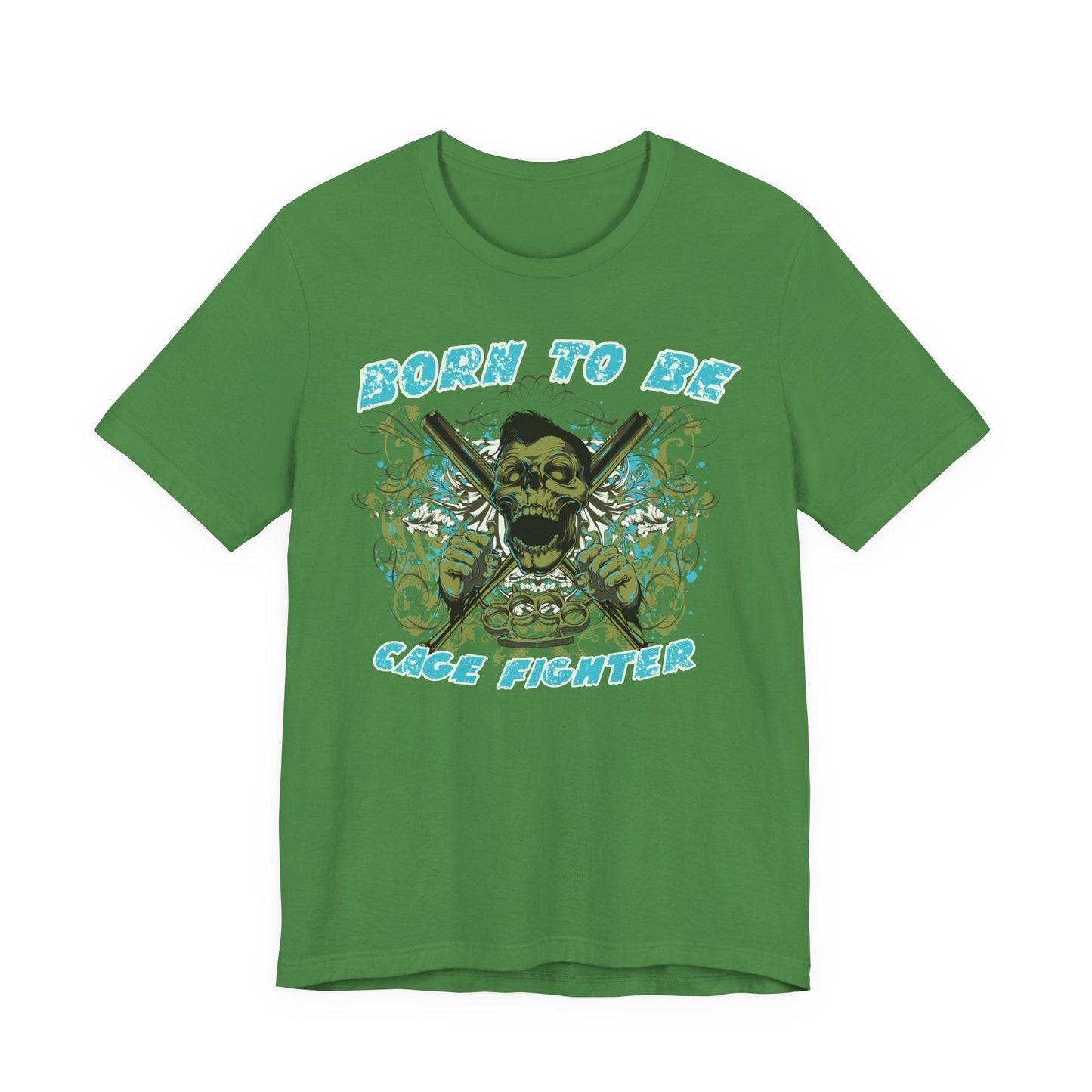 Born To Be Cage Fighter Tee Skull Crossed Knives Graphic T-Shirt