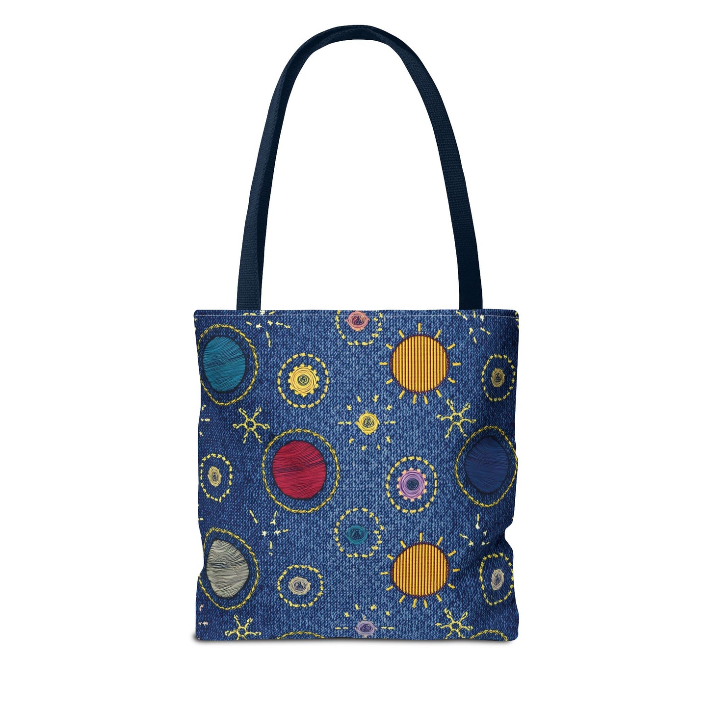 Denim Fabric Imitation Print Unisex Canvas Bag Poly Spun 3 Sizes Tote Bag 183-6