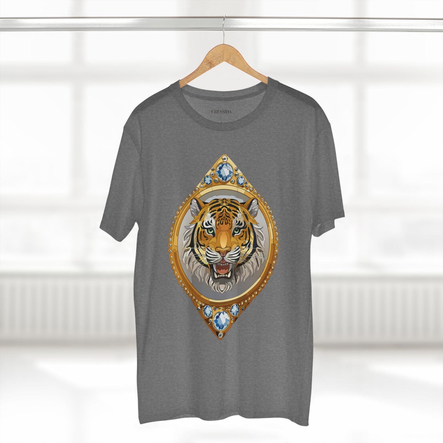 Tiger Graphic Unisex 100 Cotton Tee With Unique Animal Golden Medallion Art Design 1