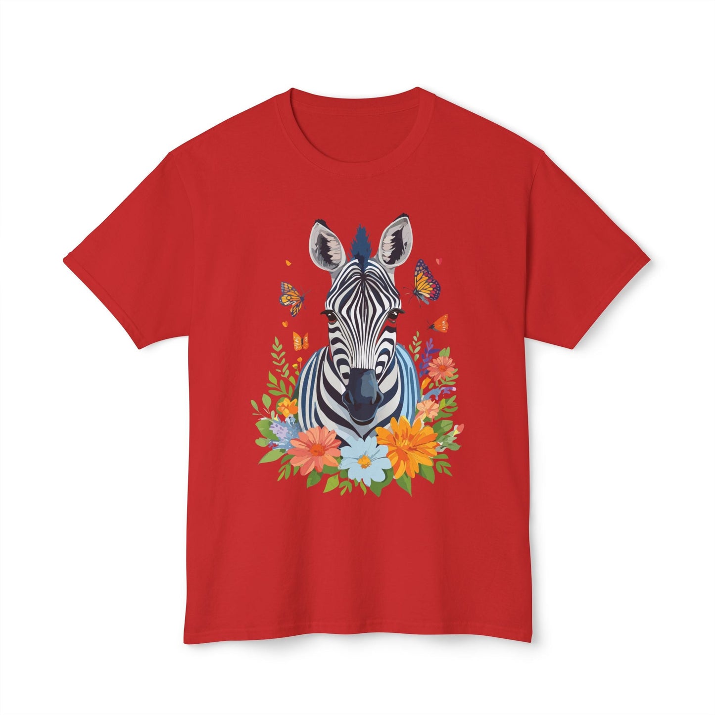 Zebra Art Print T Shirt Unisex Cotton Tee With Floral Design Vintage Zebra Theme