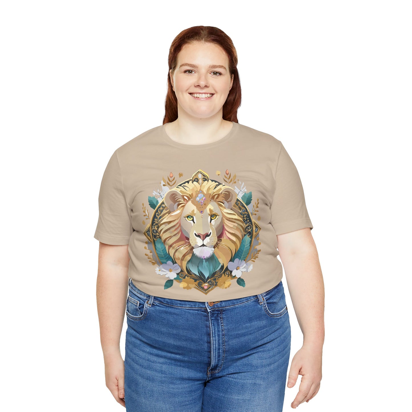 Unisex Lion Graphic Tee, Animal Shirt, Tee Shirt with Lion, Medallion T-Shirt, Animal Medallion Tees 2