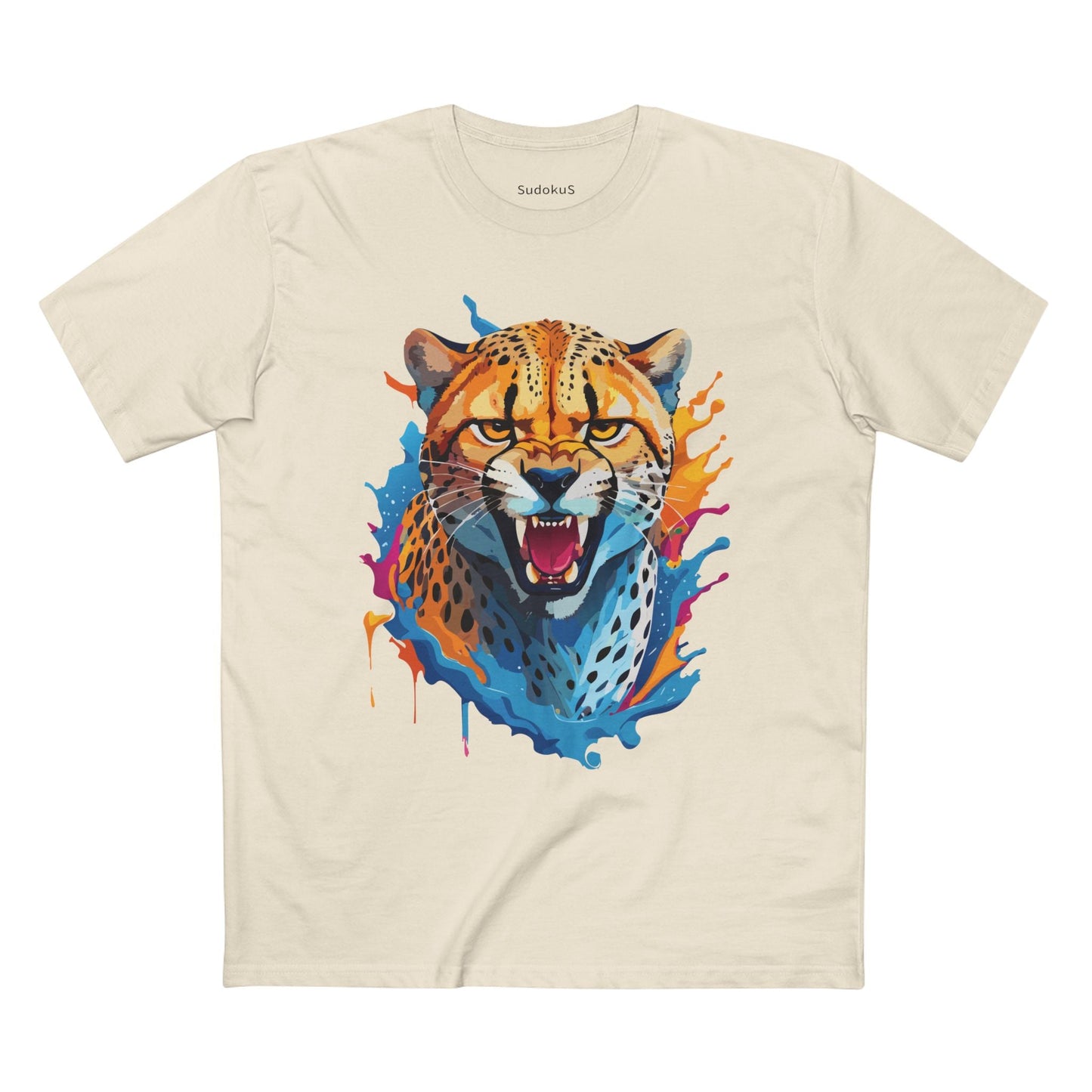 Cheetah Graphic Unisex 100 Cotton Staple Tee with Animal Design Artwork 24