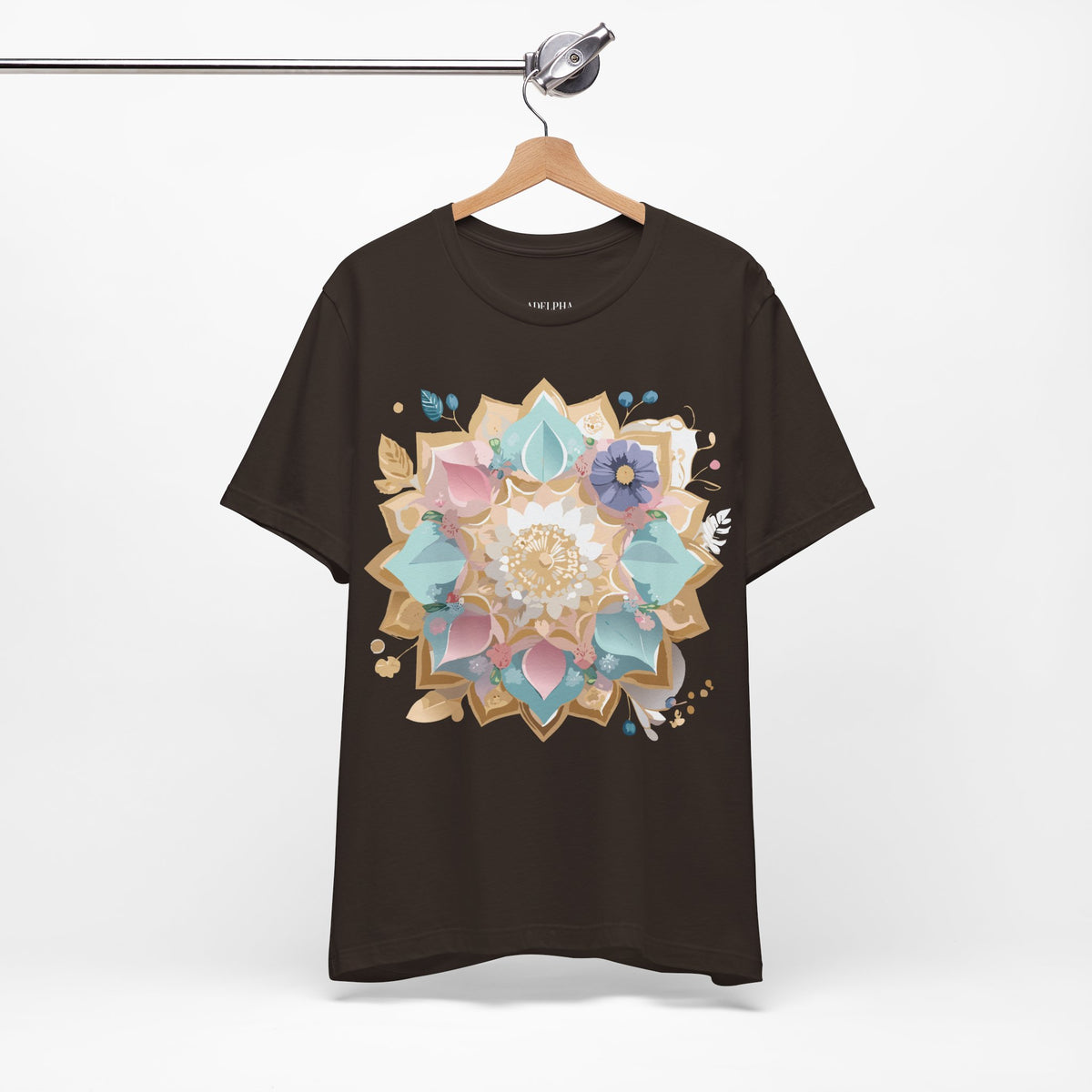 Mandala Graphic Unisex Cotton Bella+Canvas Tee with Floral Art Design d26