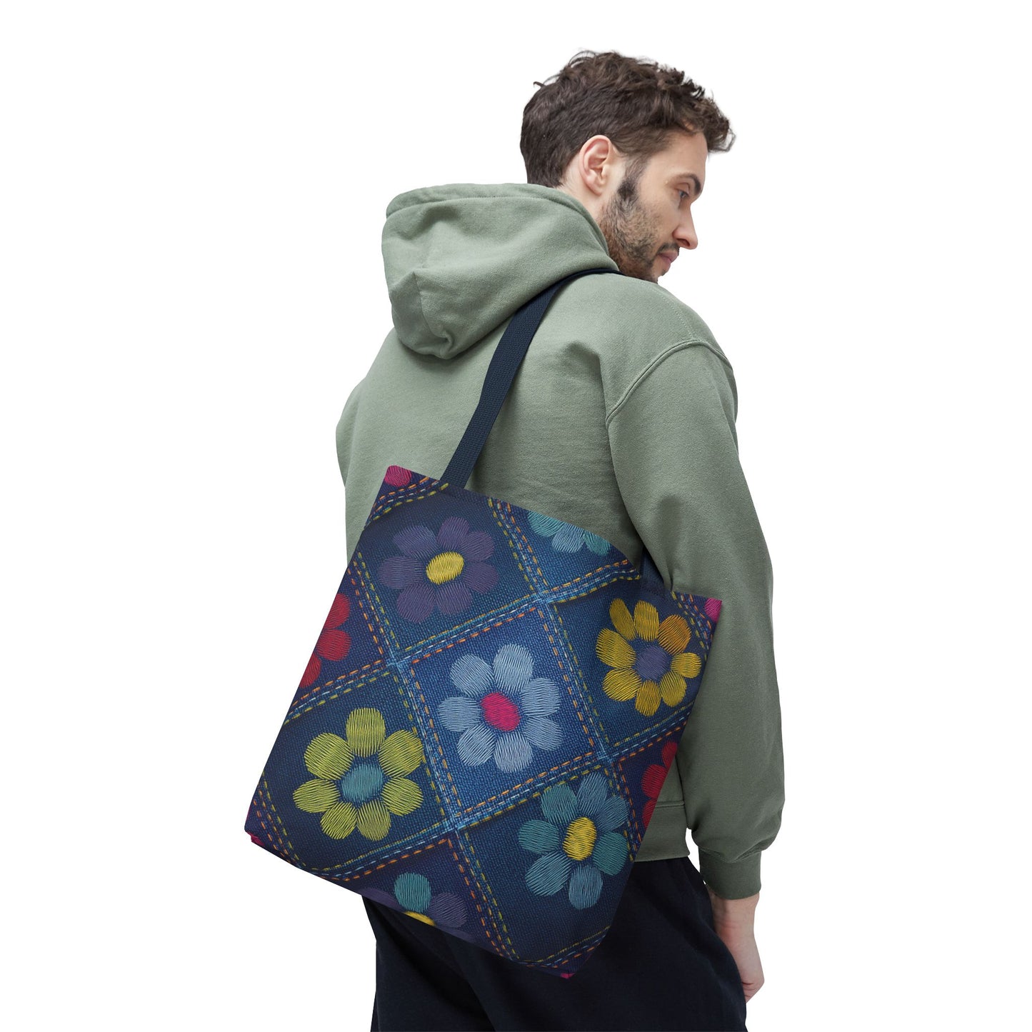 Denim Fabric Imitation Print Unisex Canvas Bag Poly Spun 3 Sizes Tote Bag 179