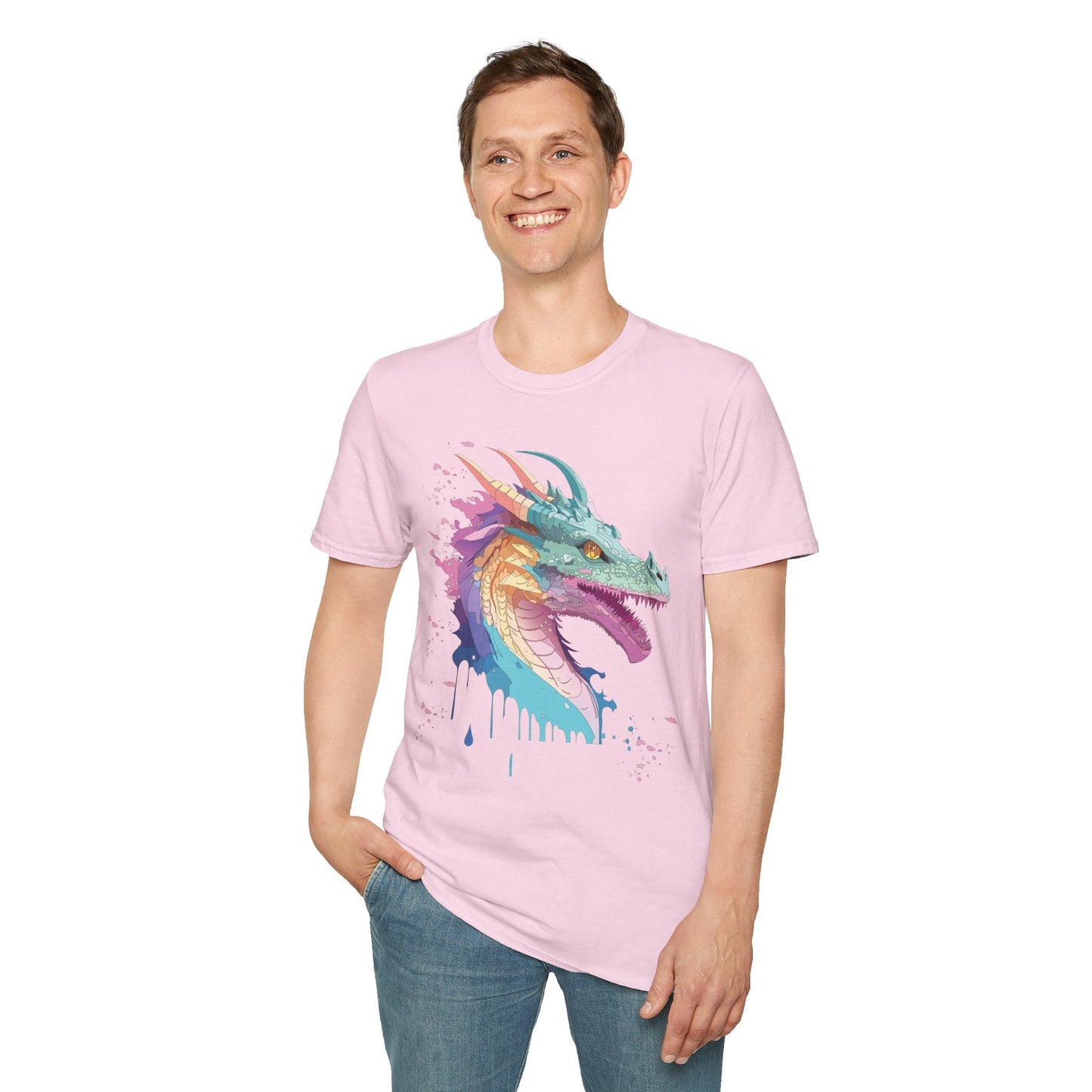 Dragon Graphic Unisex Cotton Softstyle Art Design Tee With Animals 20